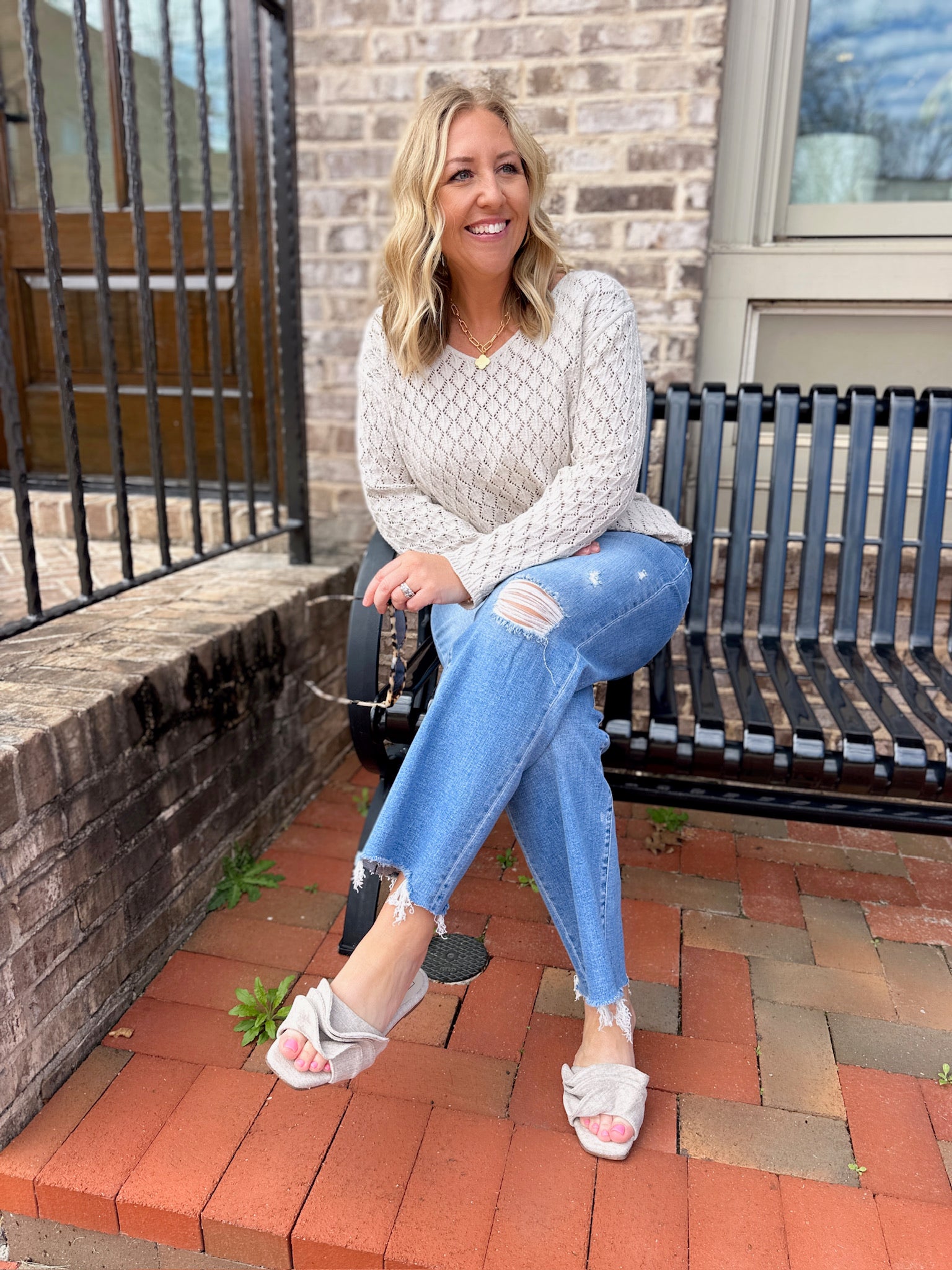 Pretty in Taupe Crochet Oversize Sweater