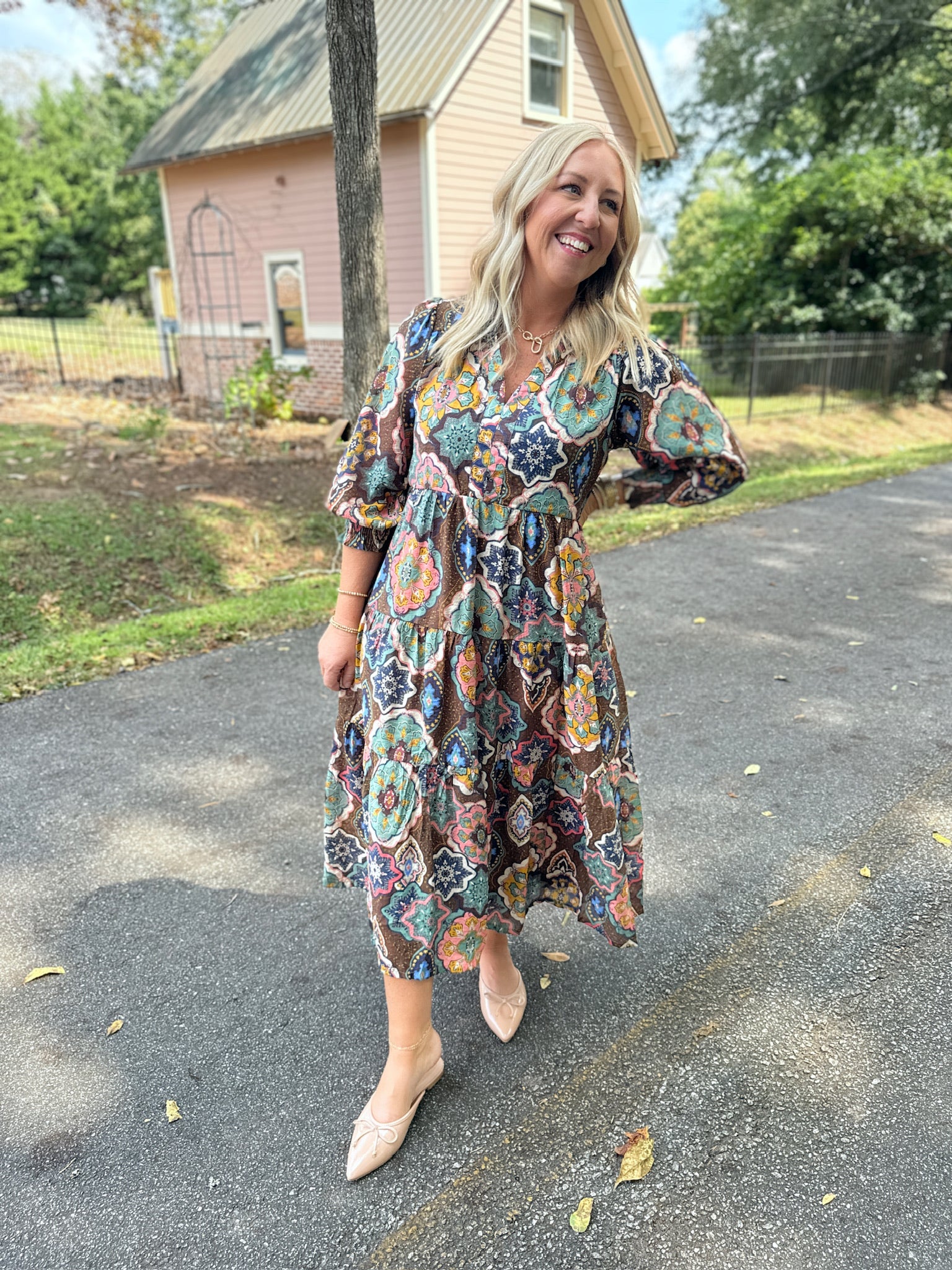 I'm Ready For This Printed Collared Midi Dress