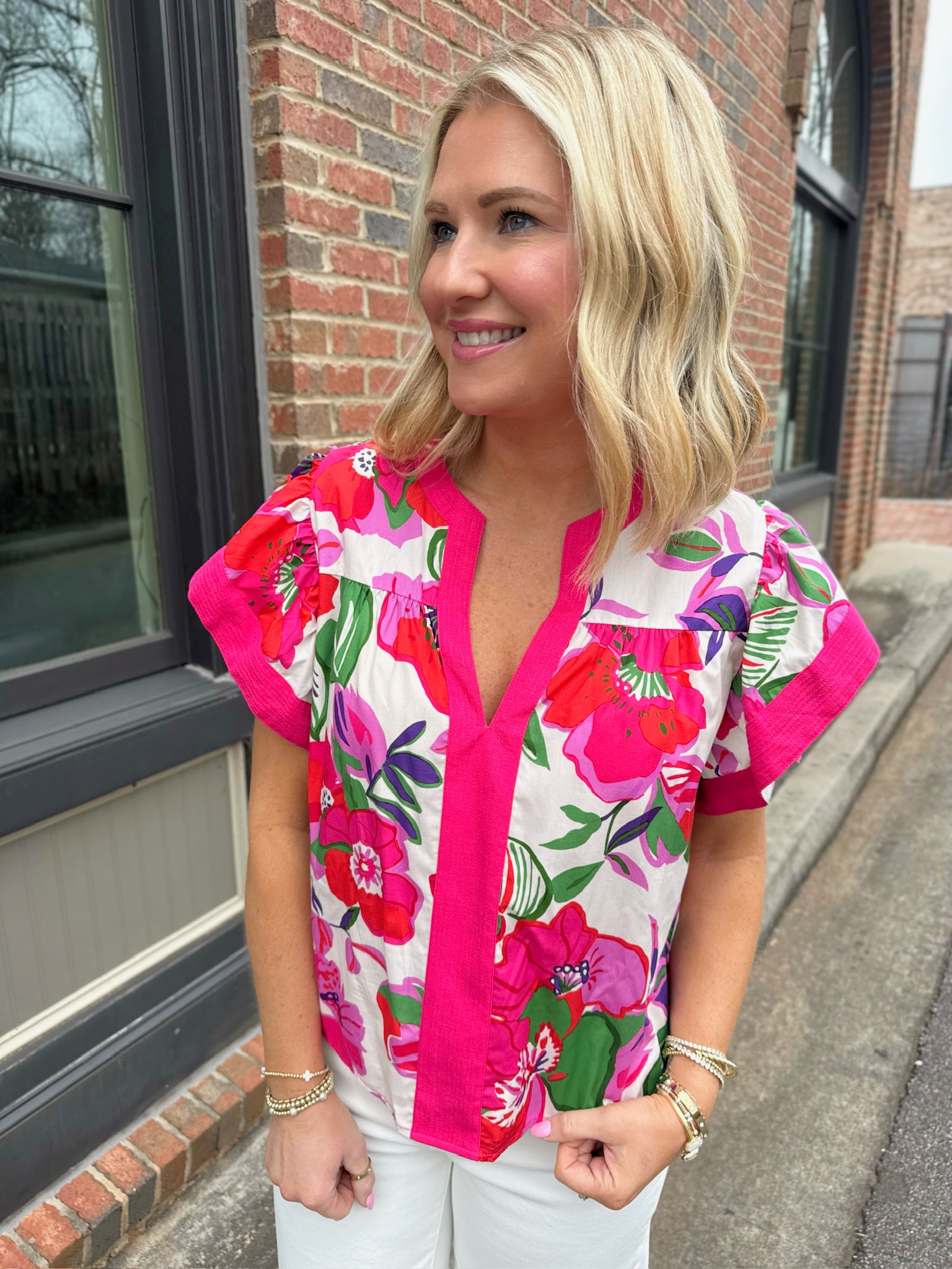 Live My Days in Summer Floral Top with Flutter Sleeves