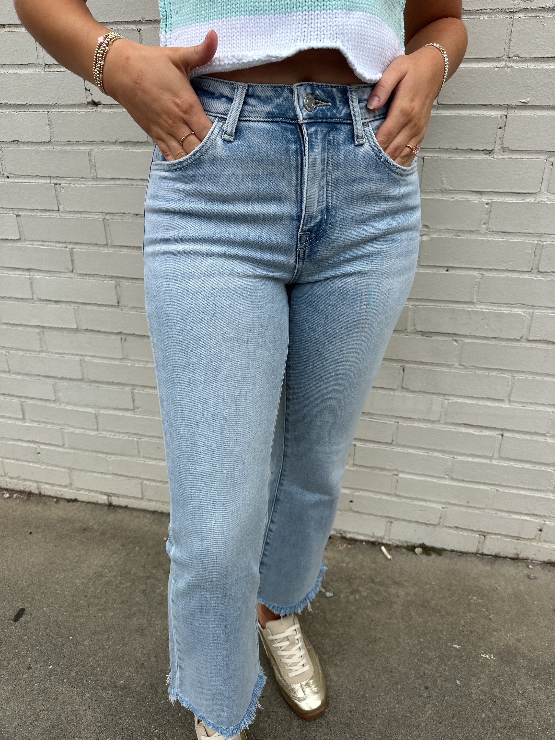 Charm High Rise Crop Flare Jeans