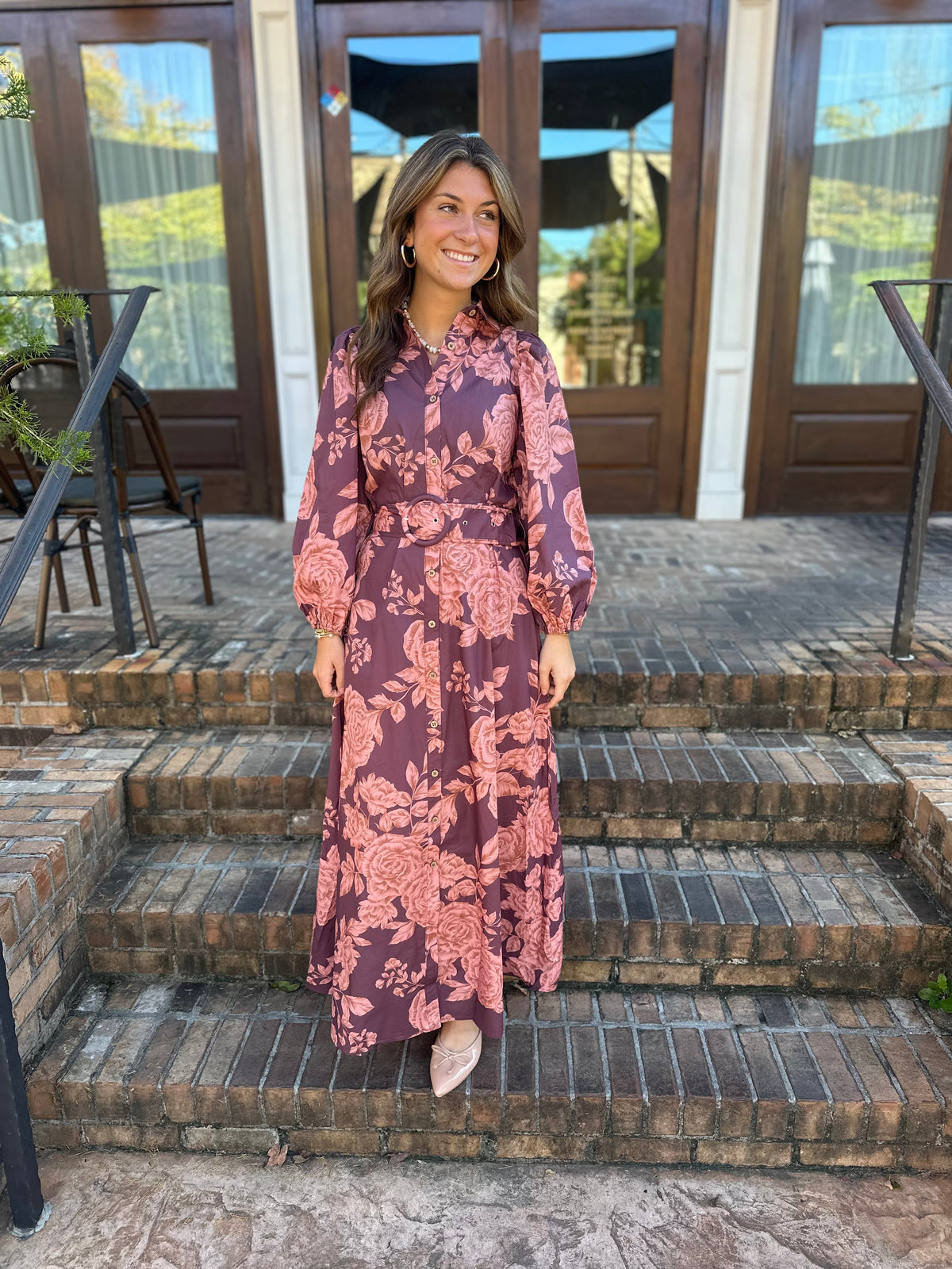 Rosy Days Maxi Dress with Belt