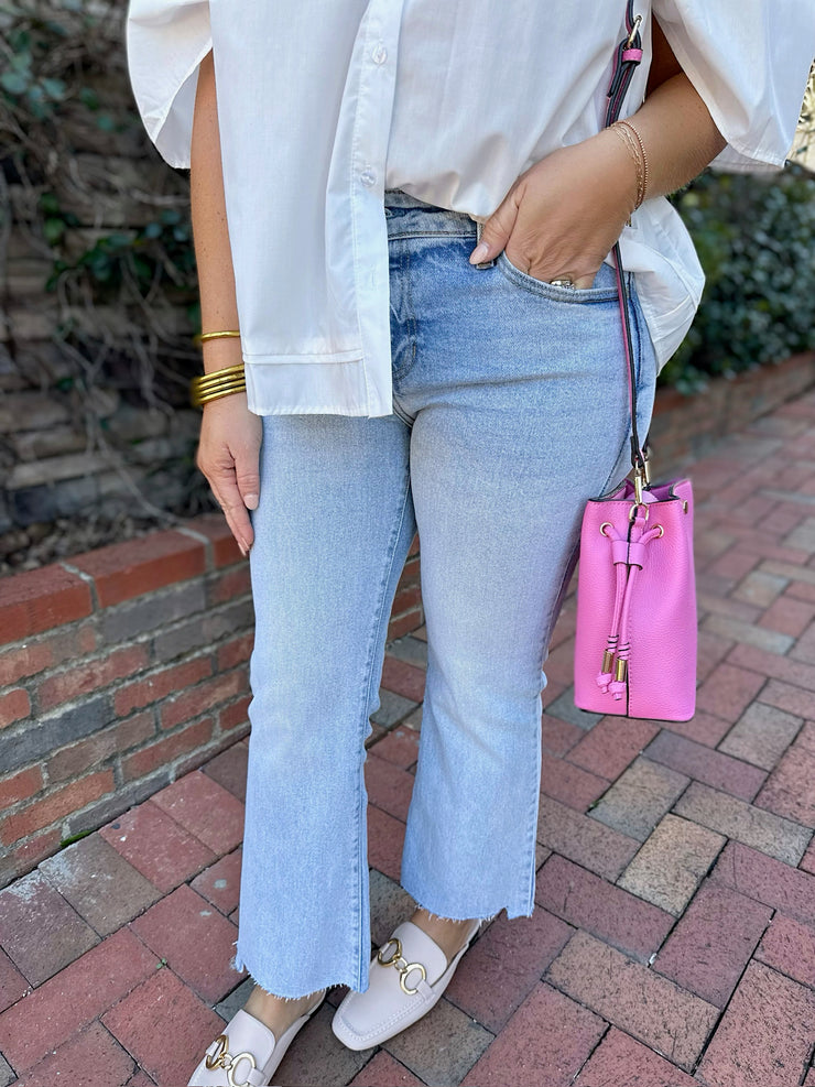 The Claire Mid Rise Cropped Flare Jeans