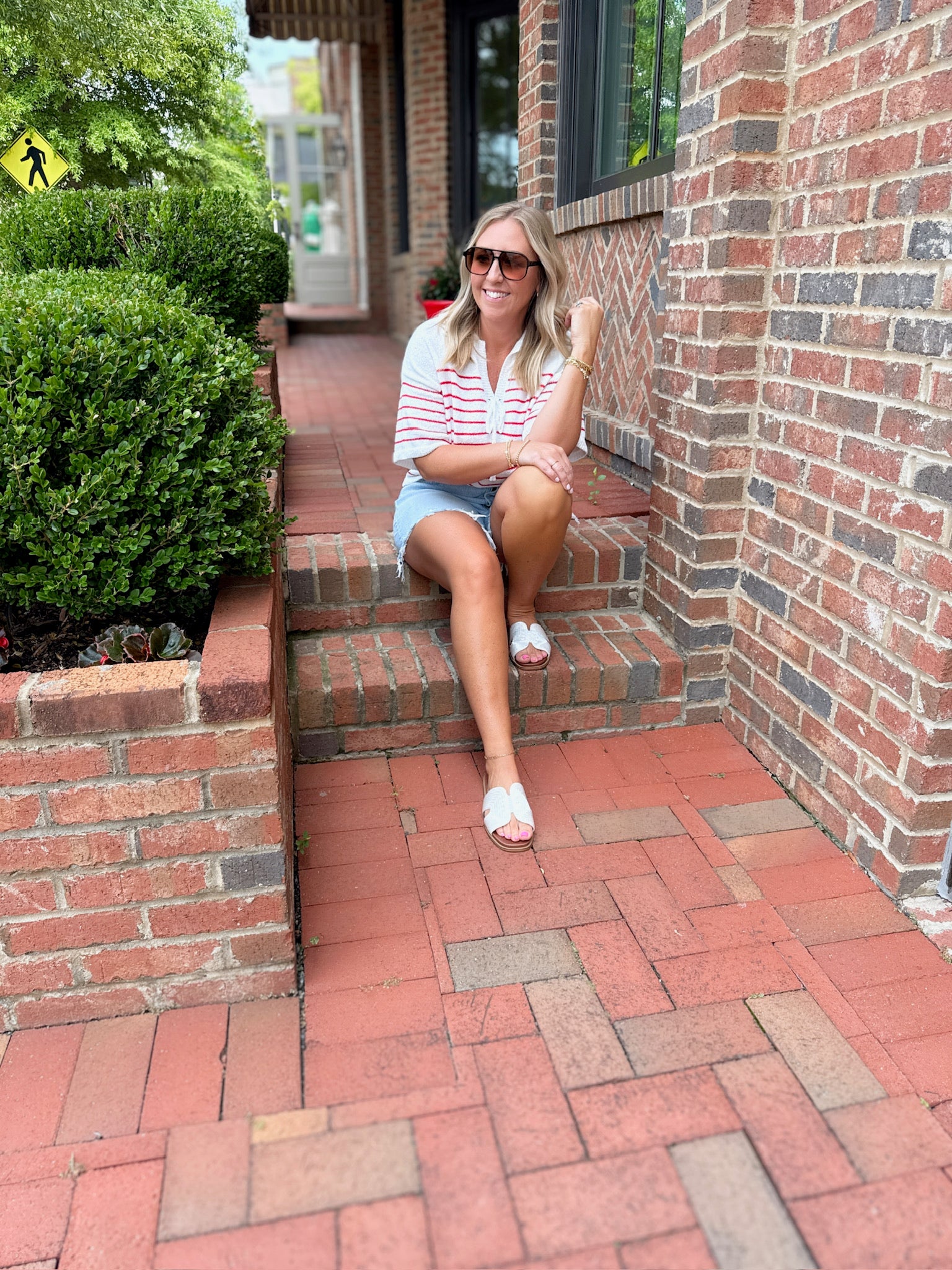 All Stripes Front Tie Knit Top