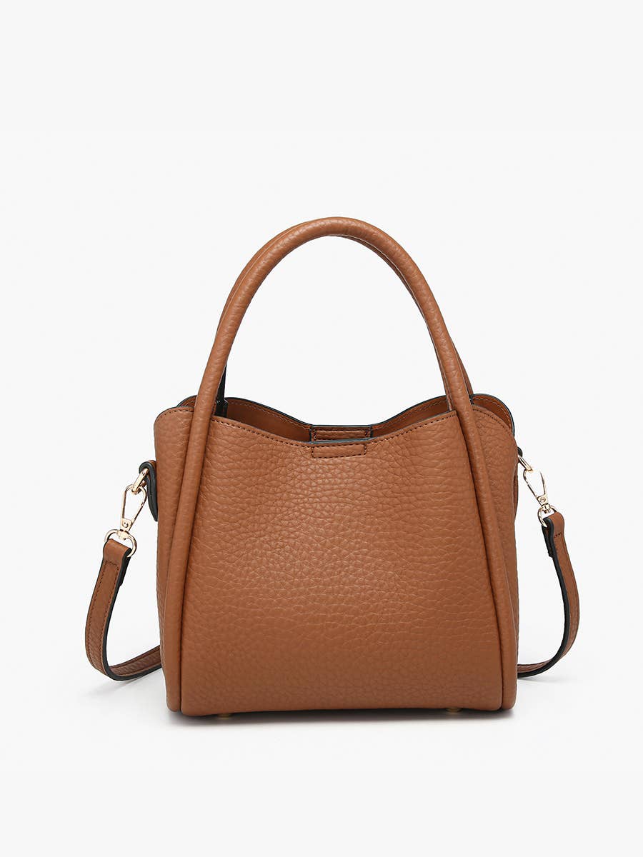Ruby 3-Compartment Satchel w/ Dual Handles: Brown