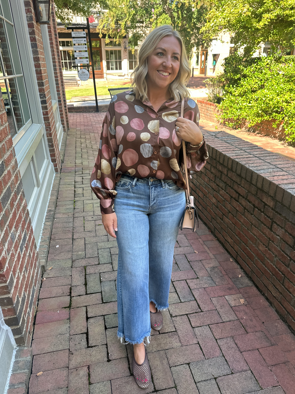 Polished in Polka Dots Silk Button Down Blouse