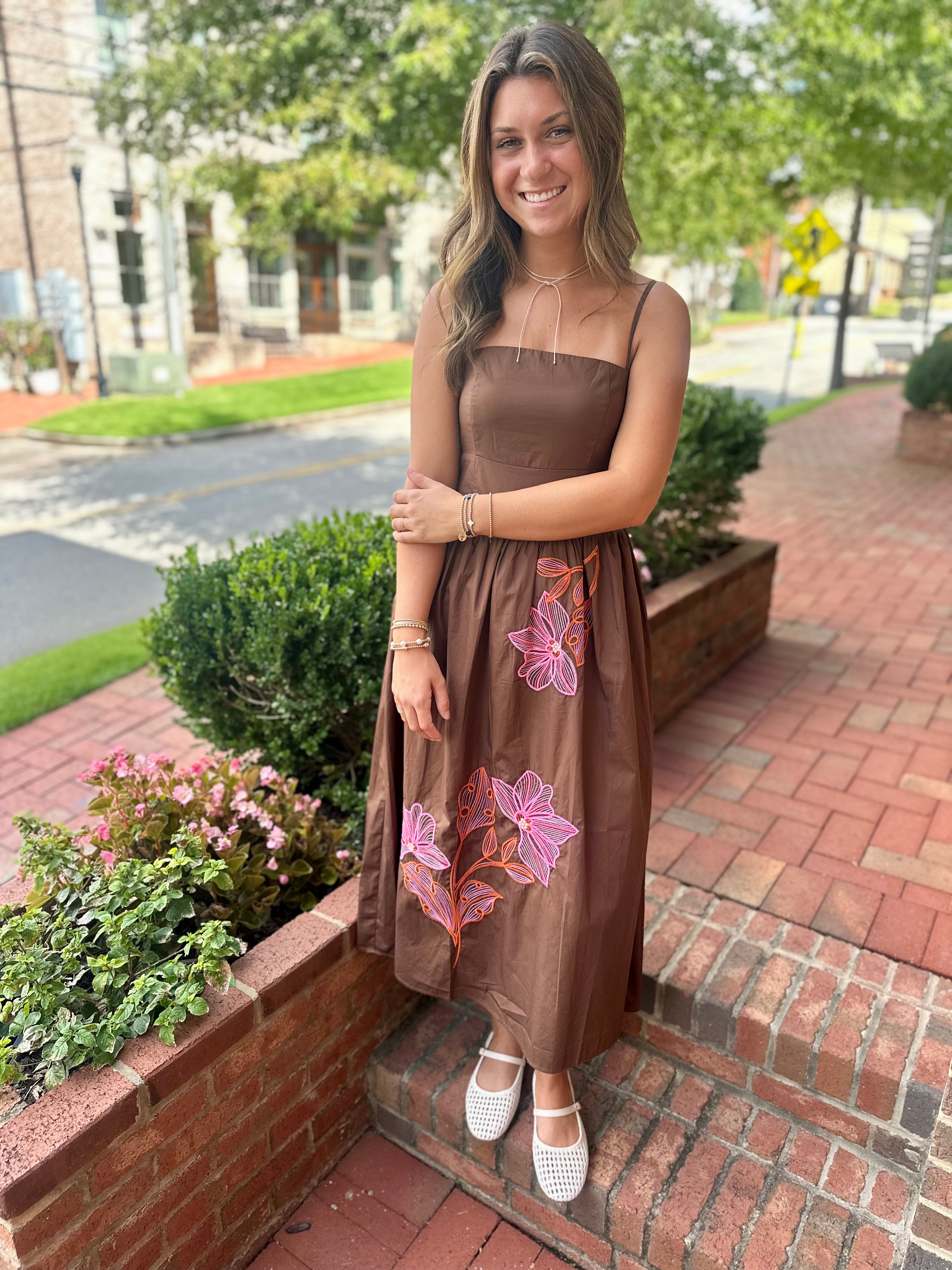 Blooming Into Fall Floral Embroidery Dress