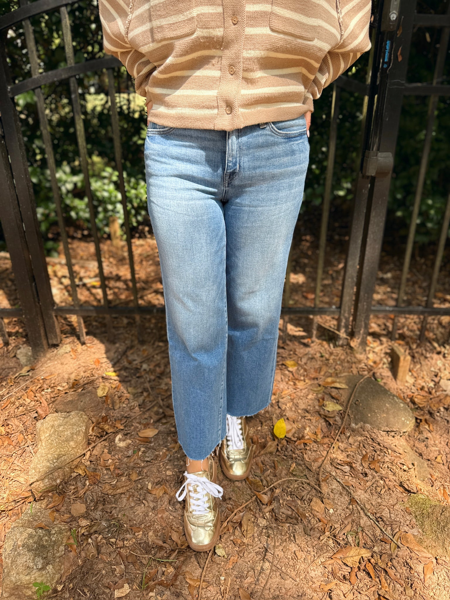 Jubilation High Rise Crop Slim Wide Leg Jeans