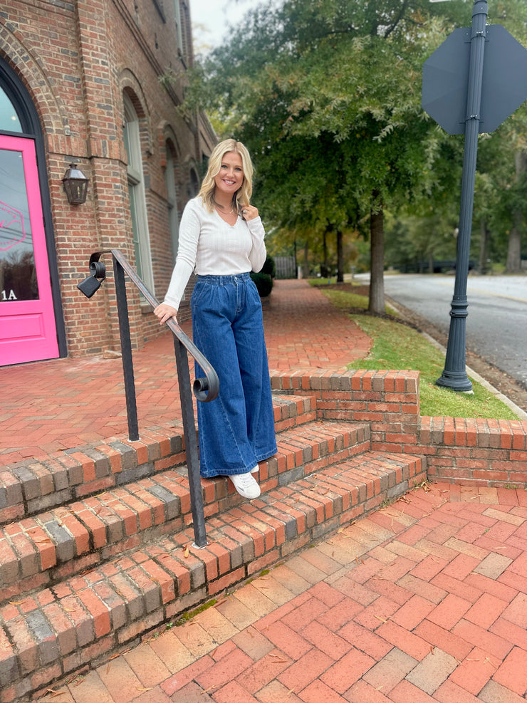 Country Love Wide Leg Dark Wash Jeans