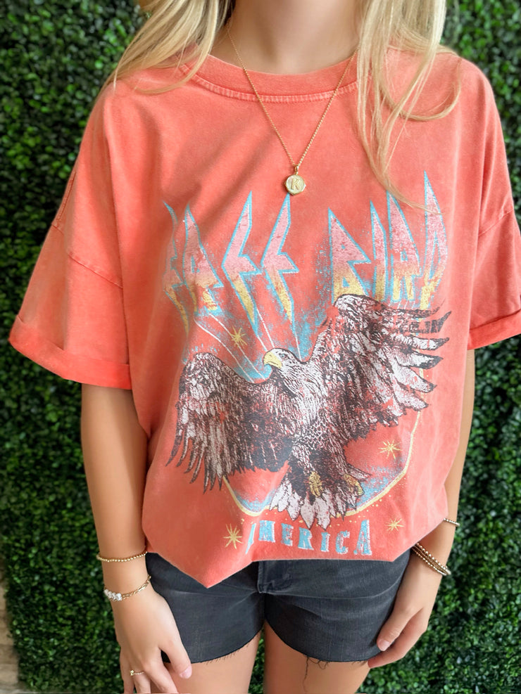 Eagle Flying High Orange Short Sleeve Graphic Tee