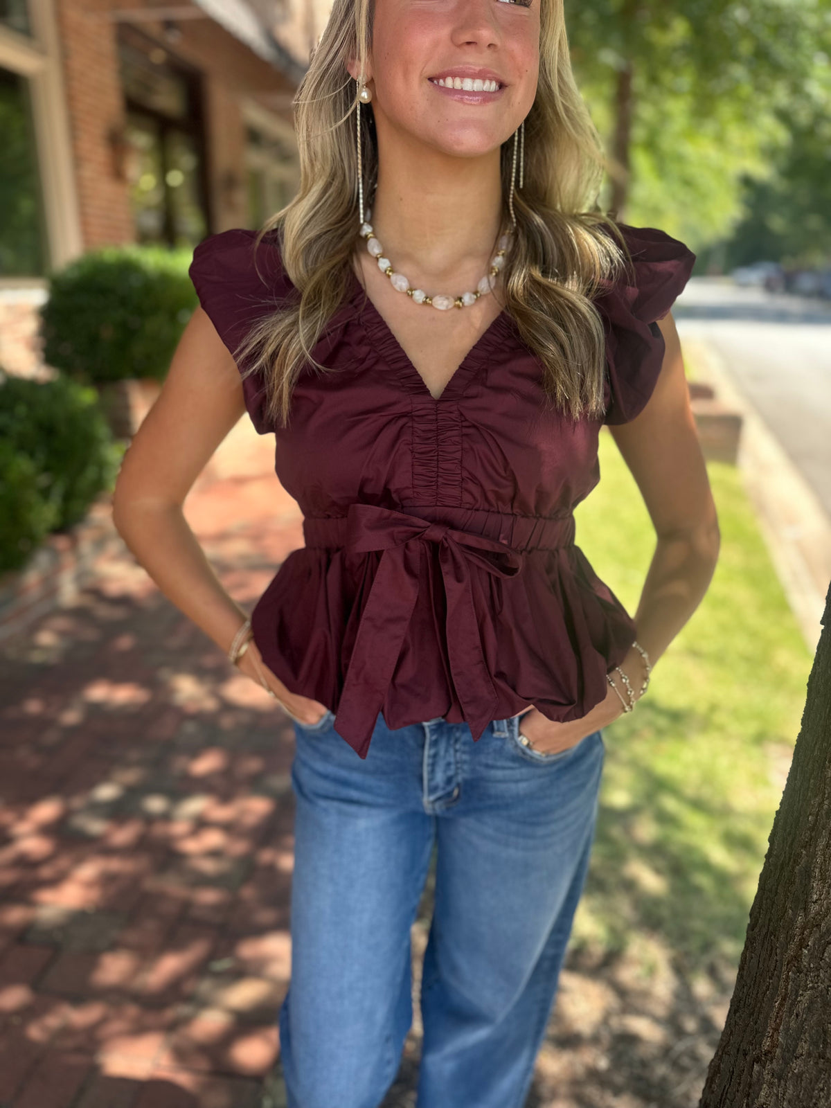 With You Always Merlot Blouse
