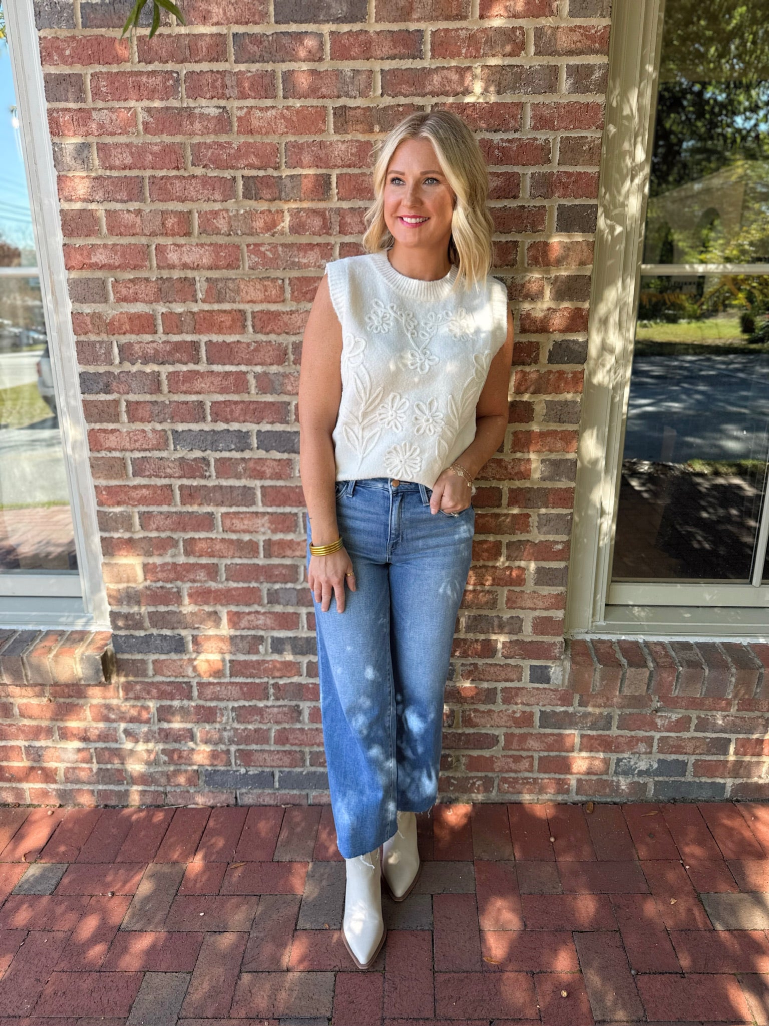 Get To Knowing You Floral Embroidered Sweater Vest