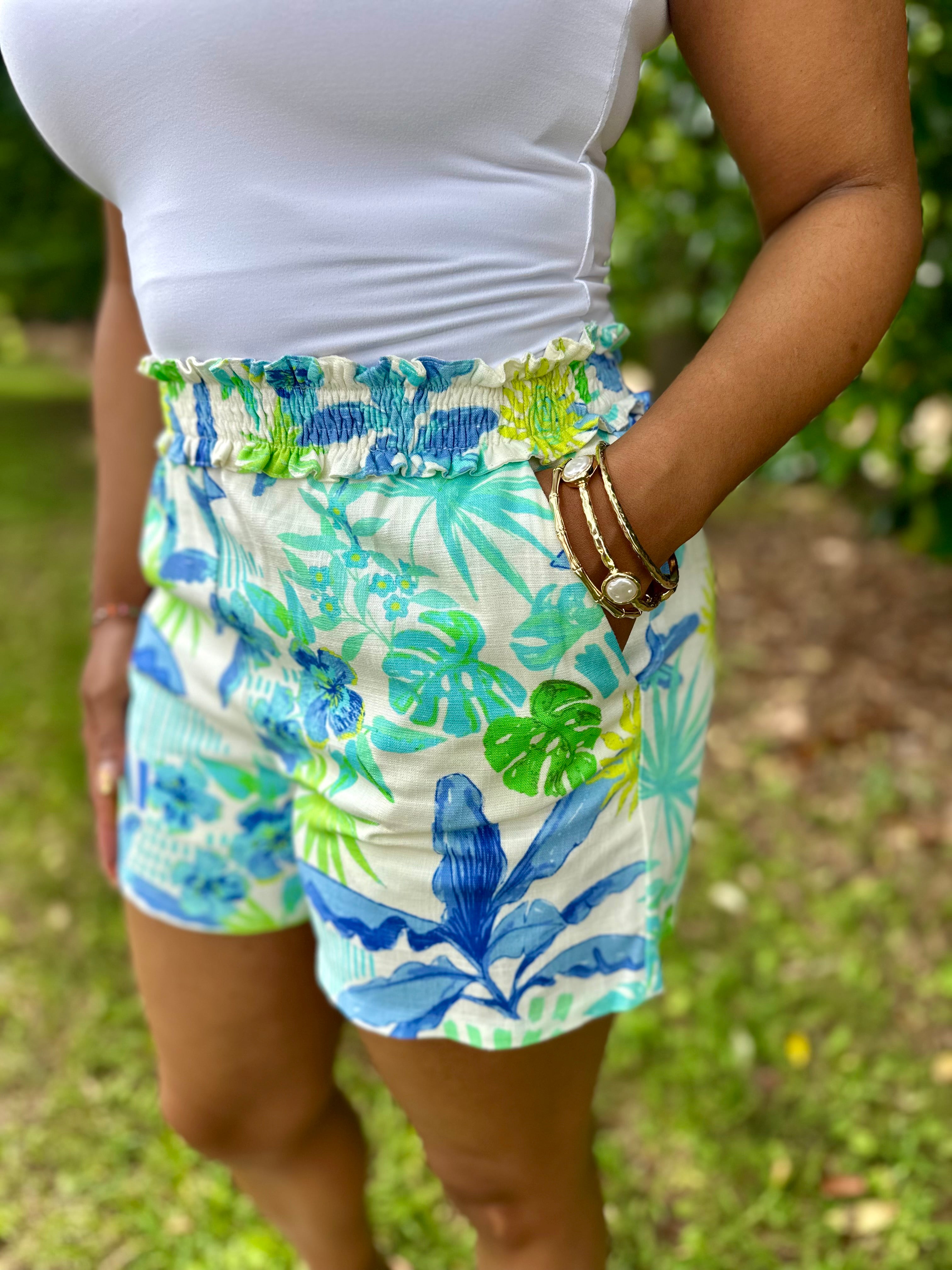 Wake Up in Paradise Elastic Waist Shorts