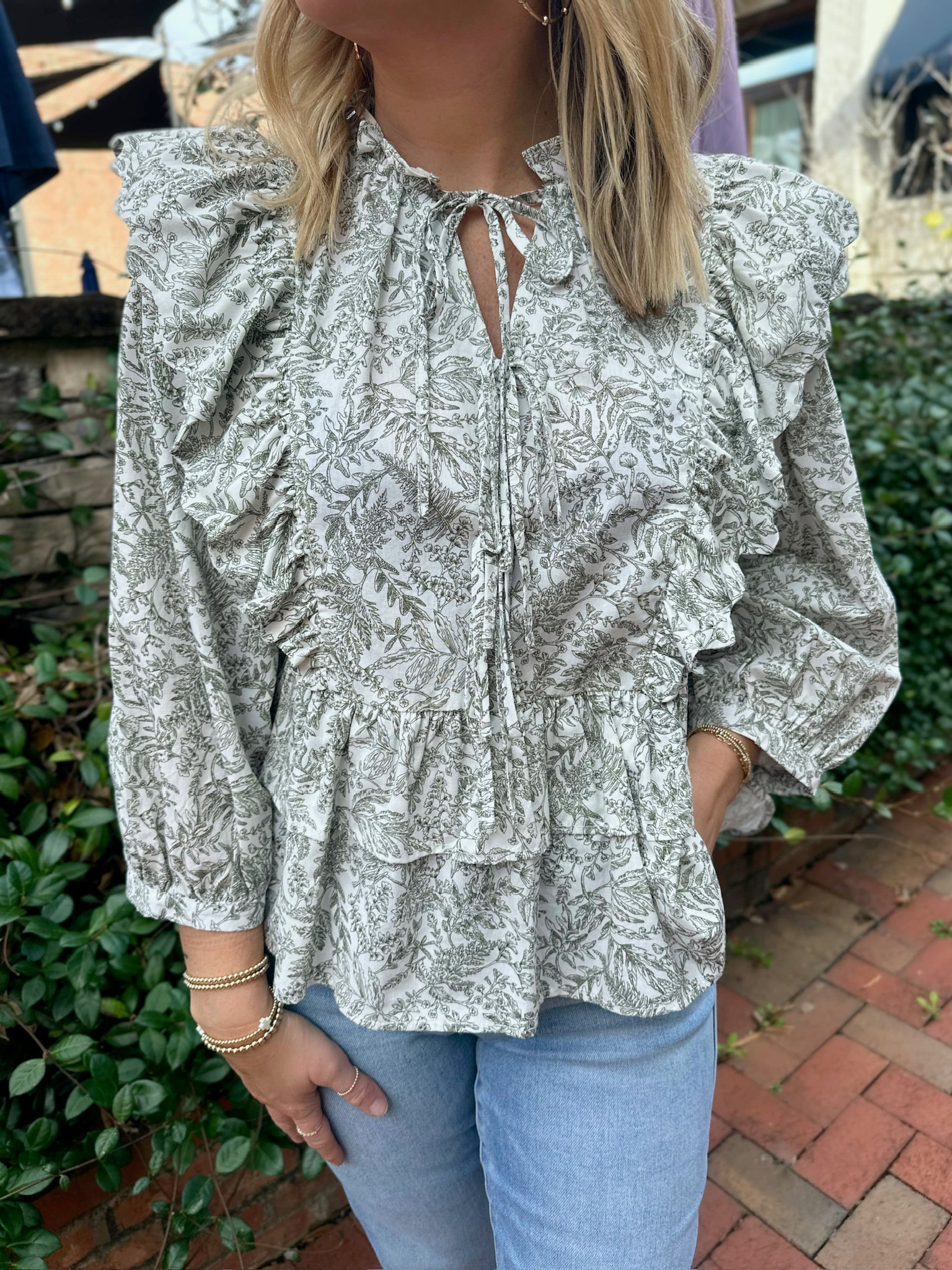 Autumn Floral Top with Ruffles