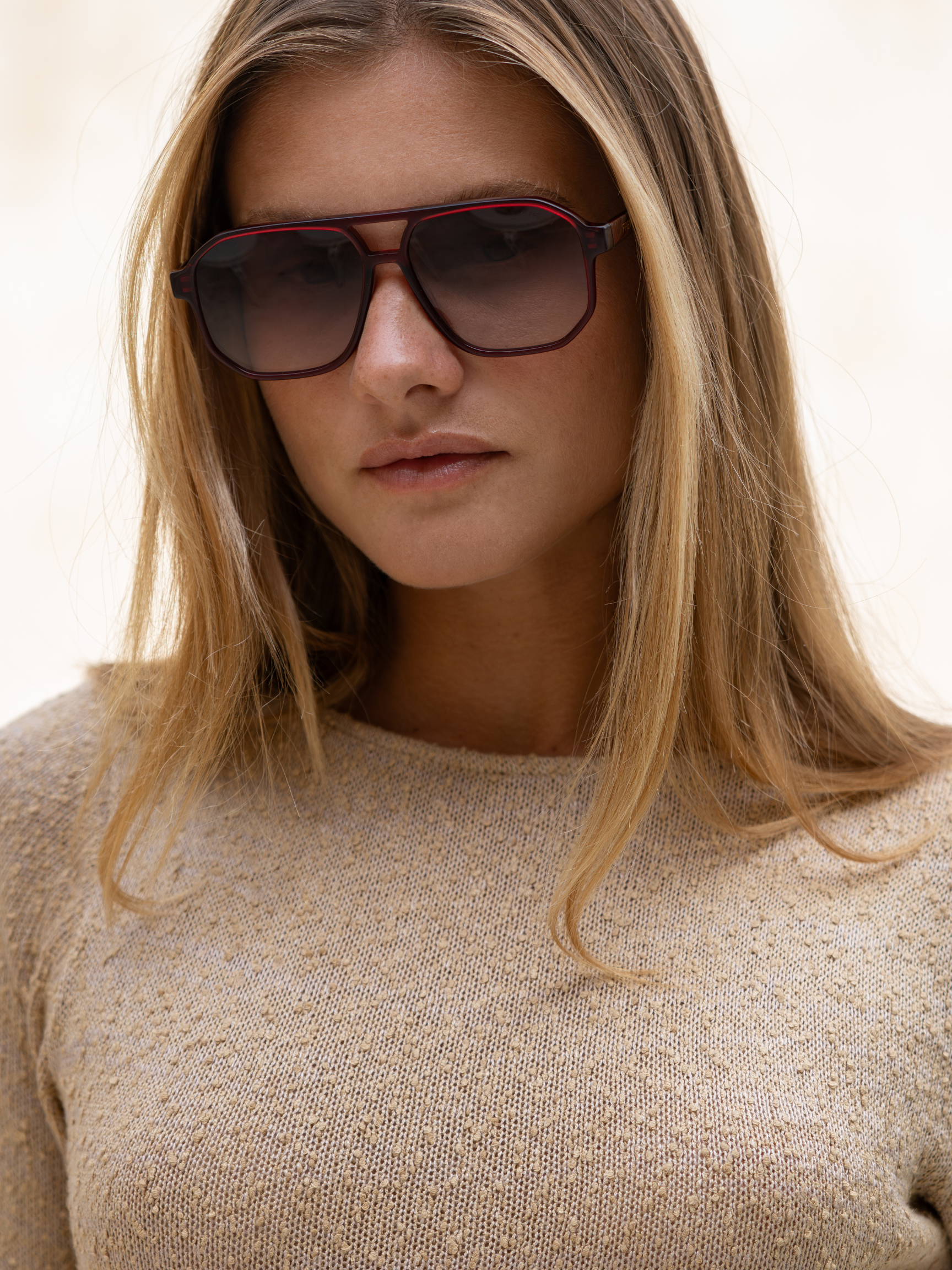 Billie Unisex Aviator Sunglasses- Dark Cherry