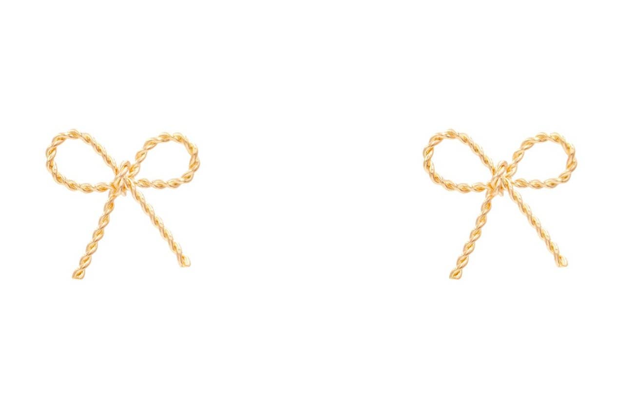 Gold Textured Bow 1" Earring
