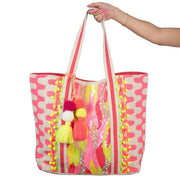 Pink/Yellow/Champagne Sequin & Beaded Large Tote Bag