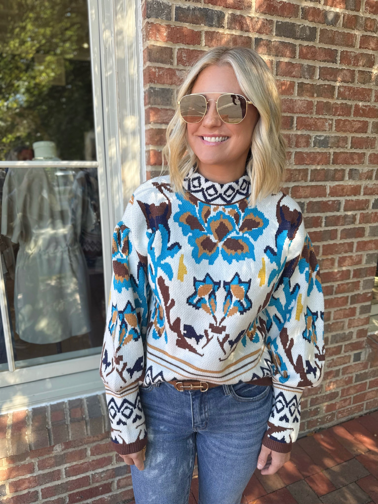Briley Multi Color Abstract Long Sleeve Sweater