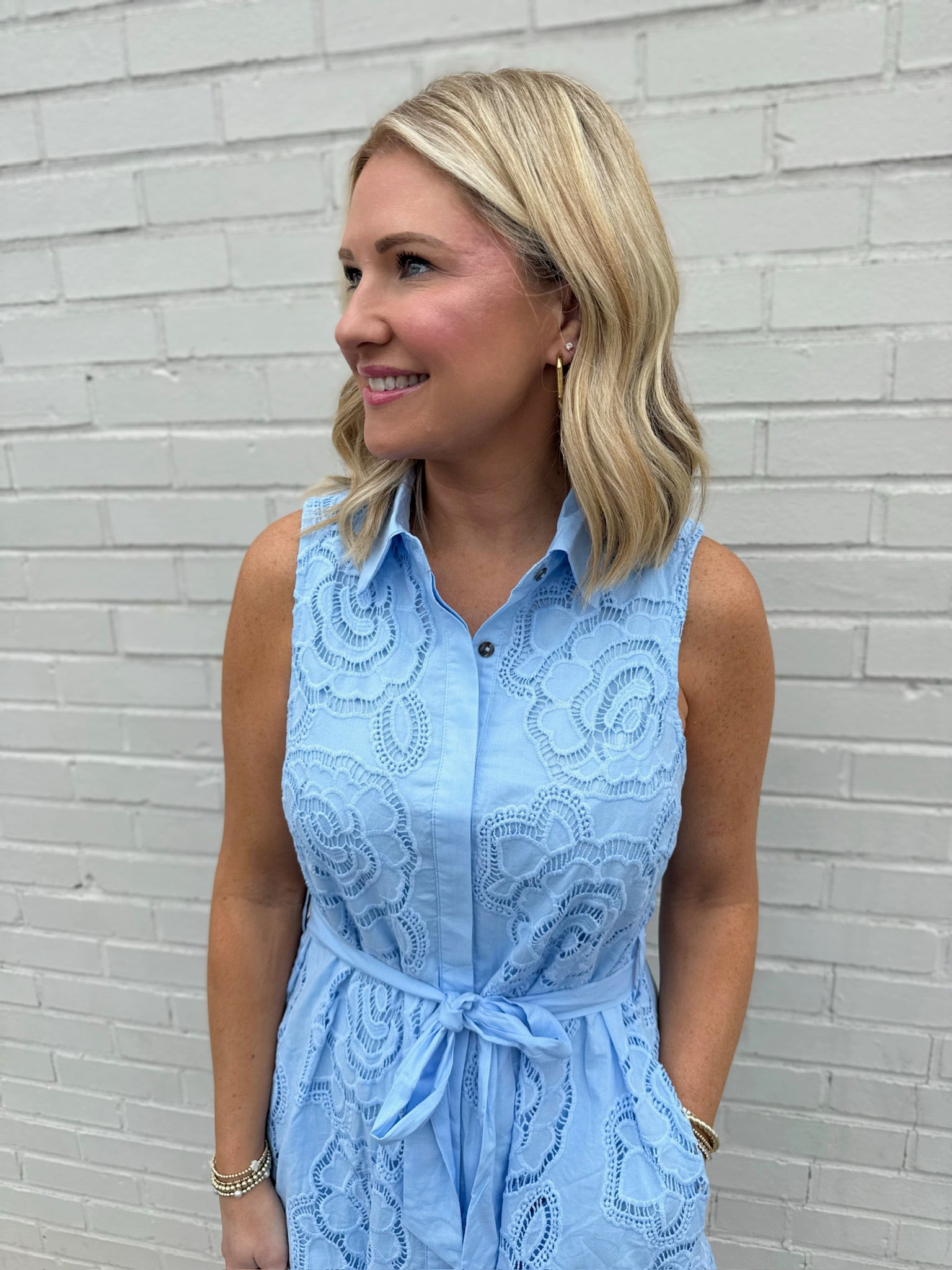 Wanna Be Her Eyelet Sleeveless Dress