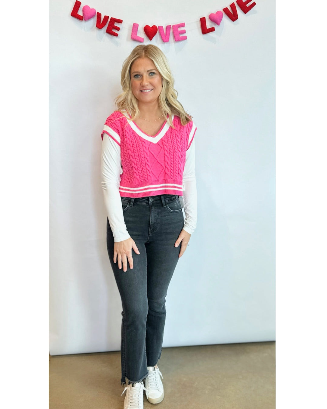 It's This One Thing Sleeveless Sweater Vest With Bow Detail in Pink