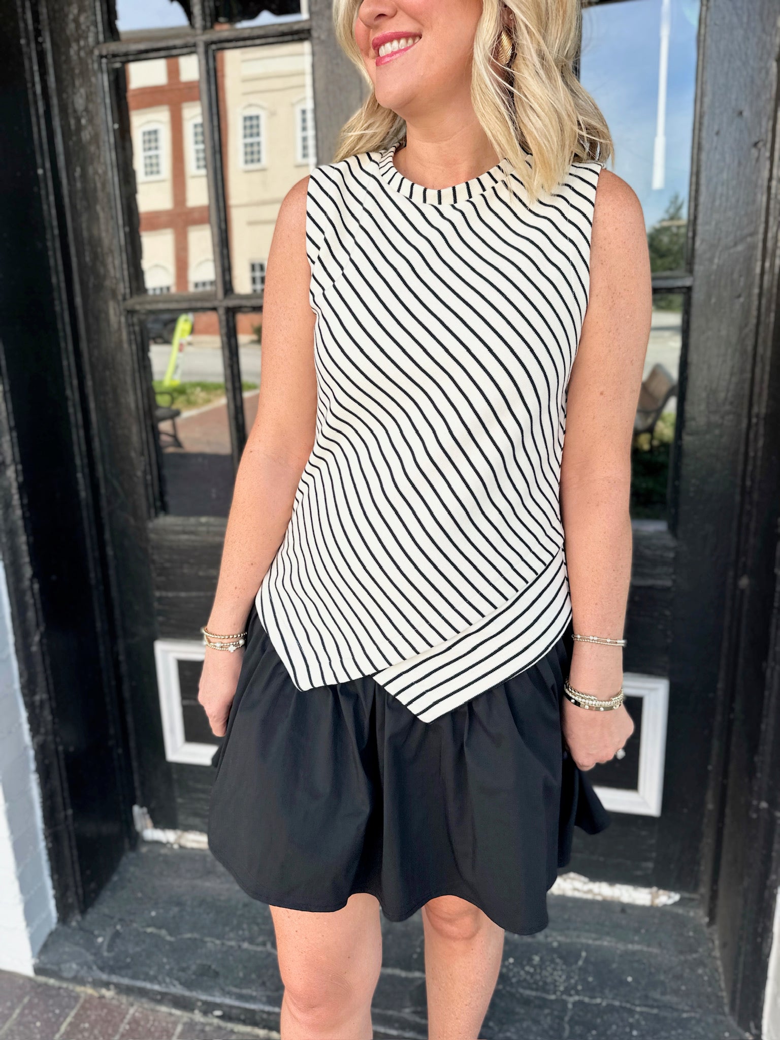 Tell Me When Striped Bubble Mini Dress
