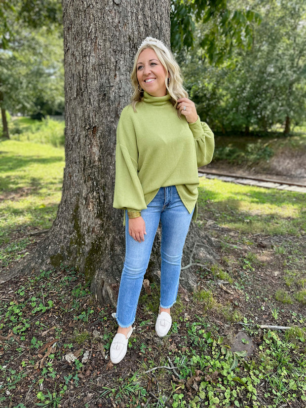 The Right Facts Mock Neck Oversized Sweater