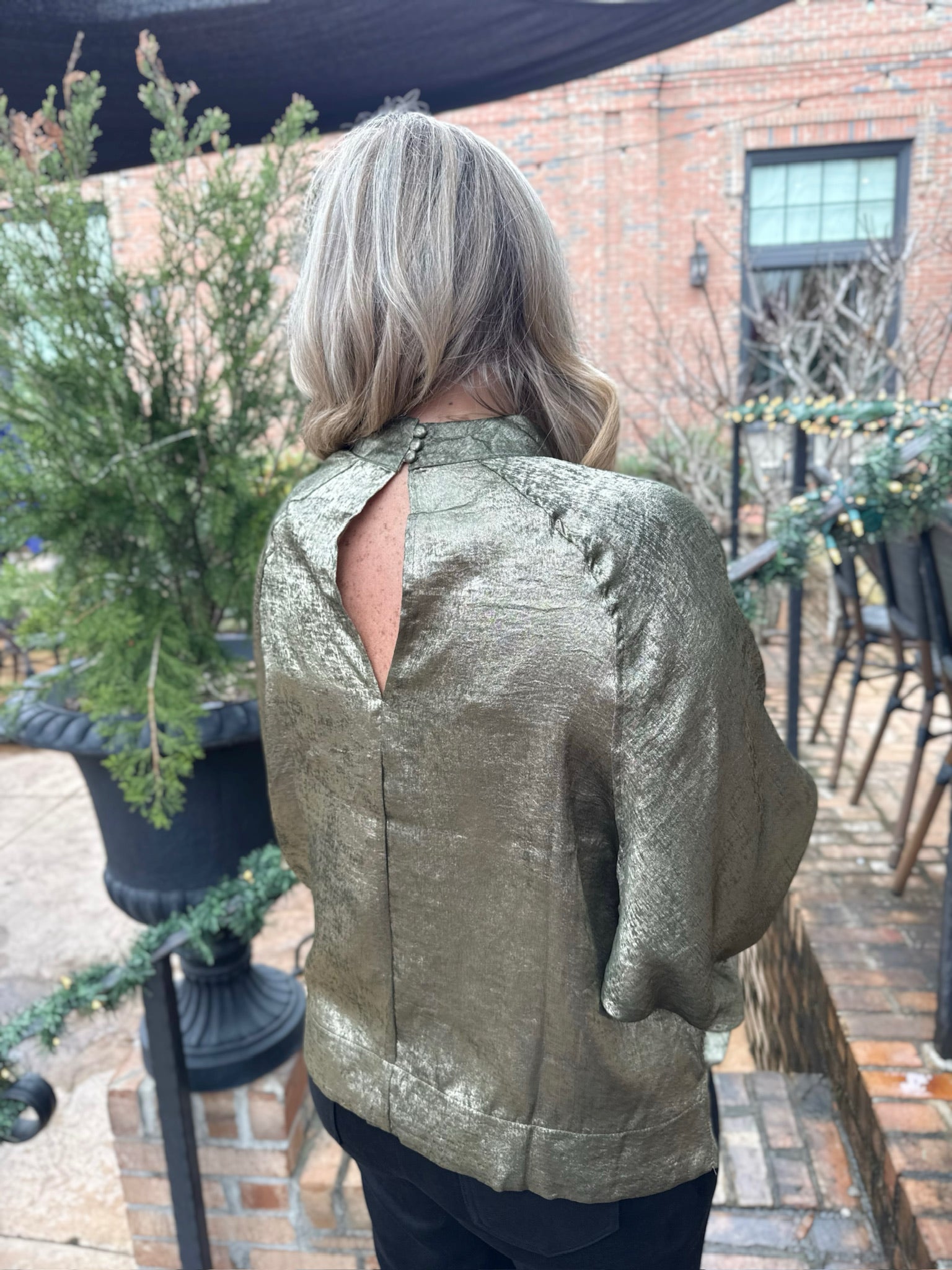 Look's Like Champagne Mock Neck Blouse