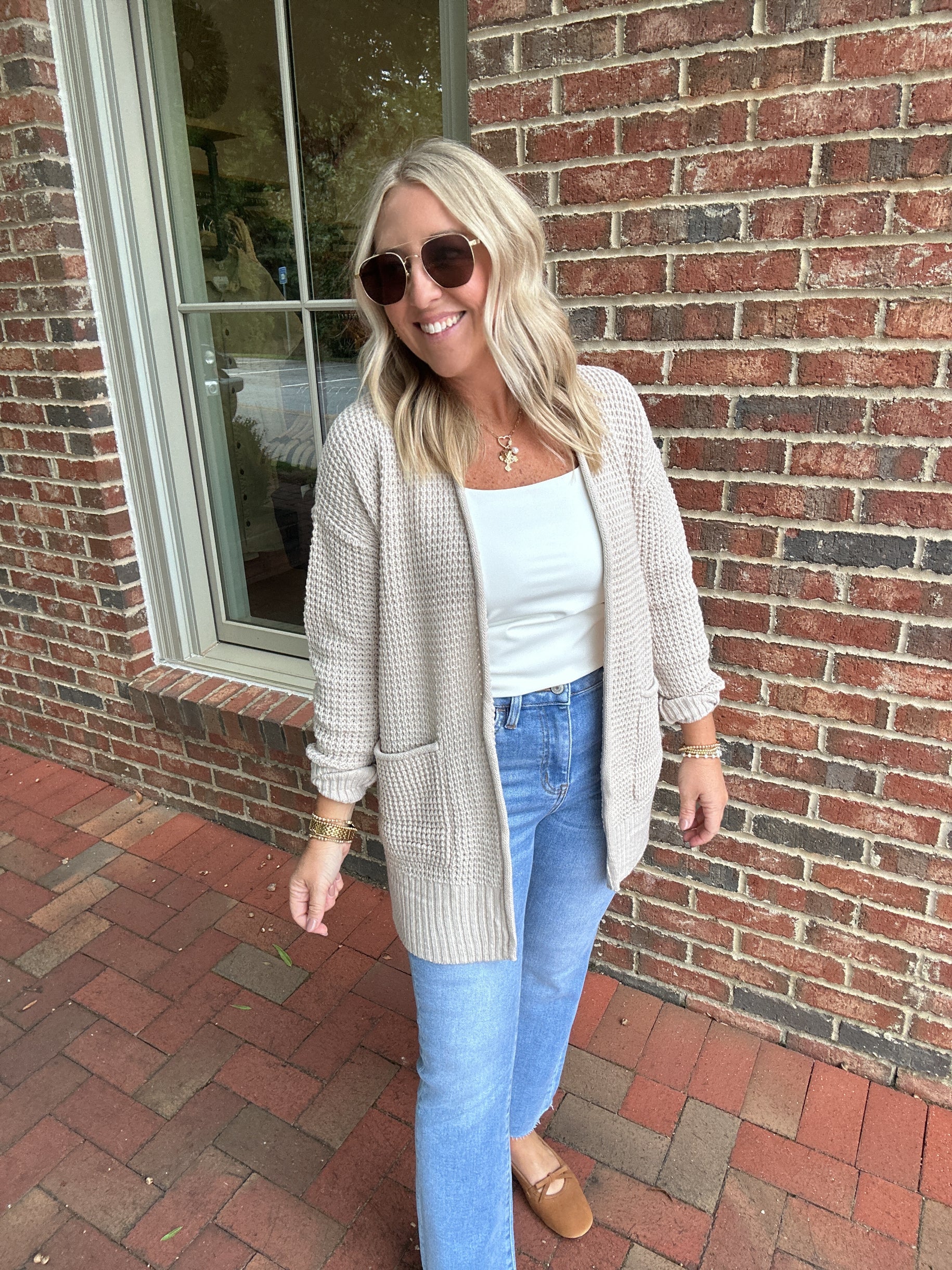 Ive Been Watching Open Knit With Pockets Cardigan