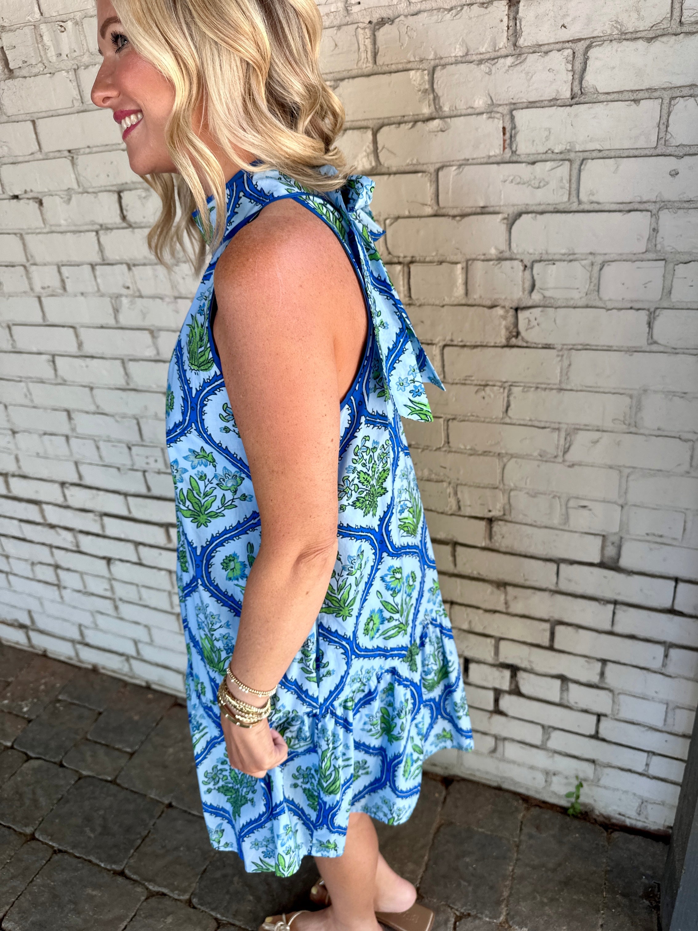 I Can Hear Your Voice Floral Halter Dress in Blue