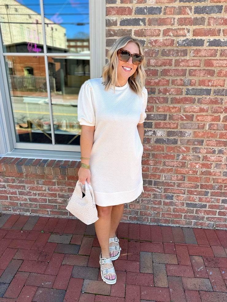 Keep Wondering Quilted T-Shirt Dress