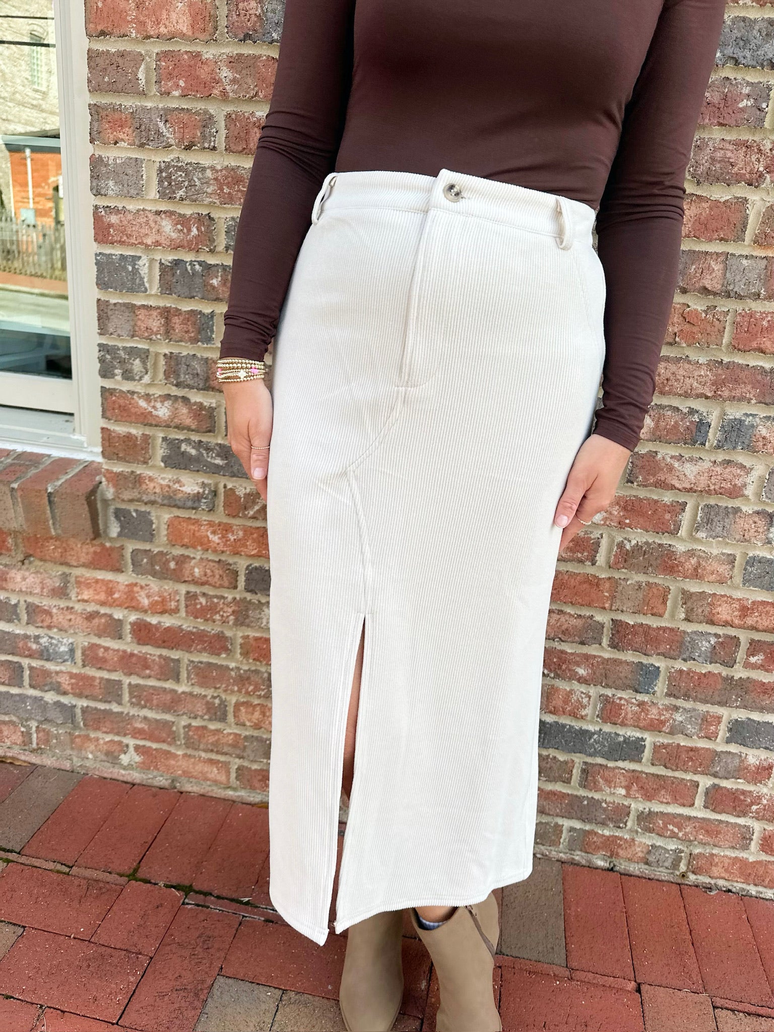 Not Personal Corduroy Midi Skirt