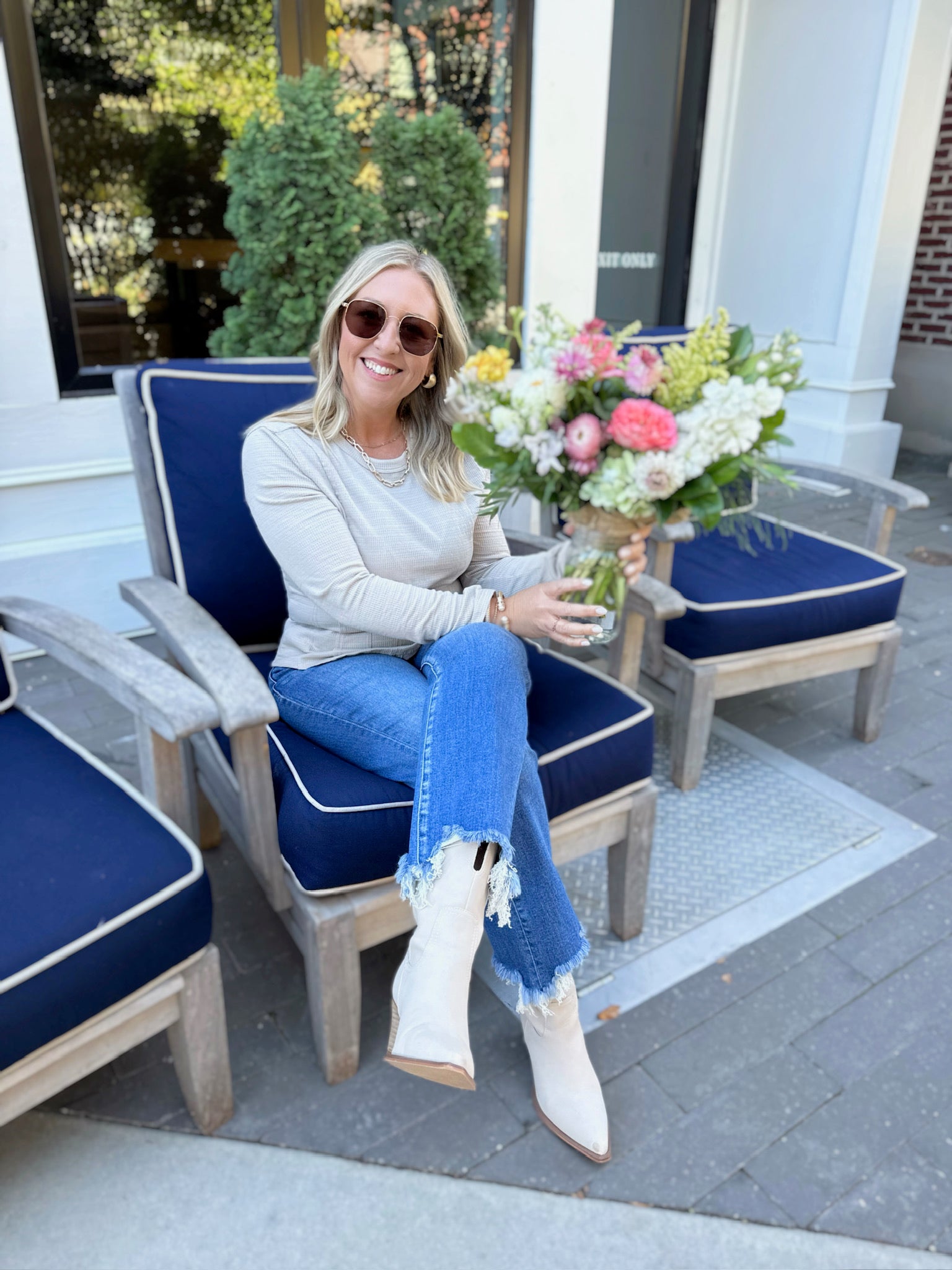 Trust Fall Round Neck Pleated Detail Long Sleeve Top