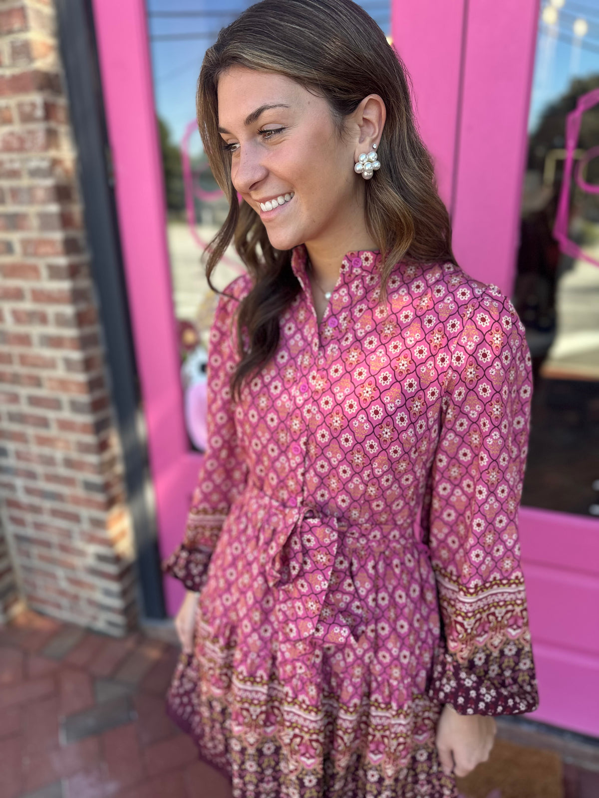 Pretty in Pink Floral Mini Dress with Tie Waist