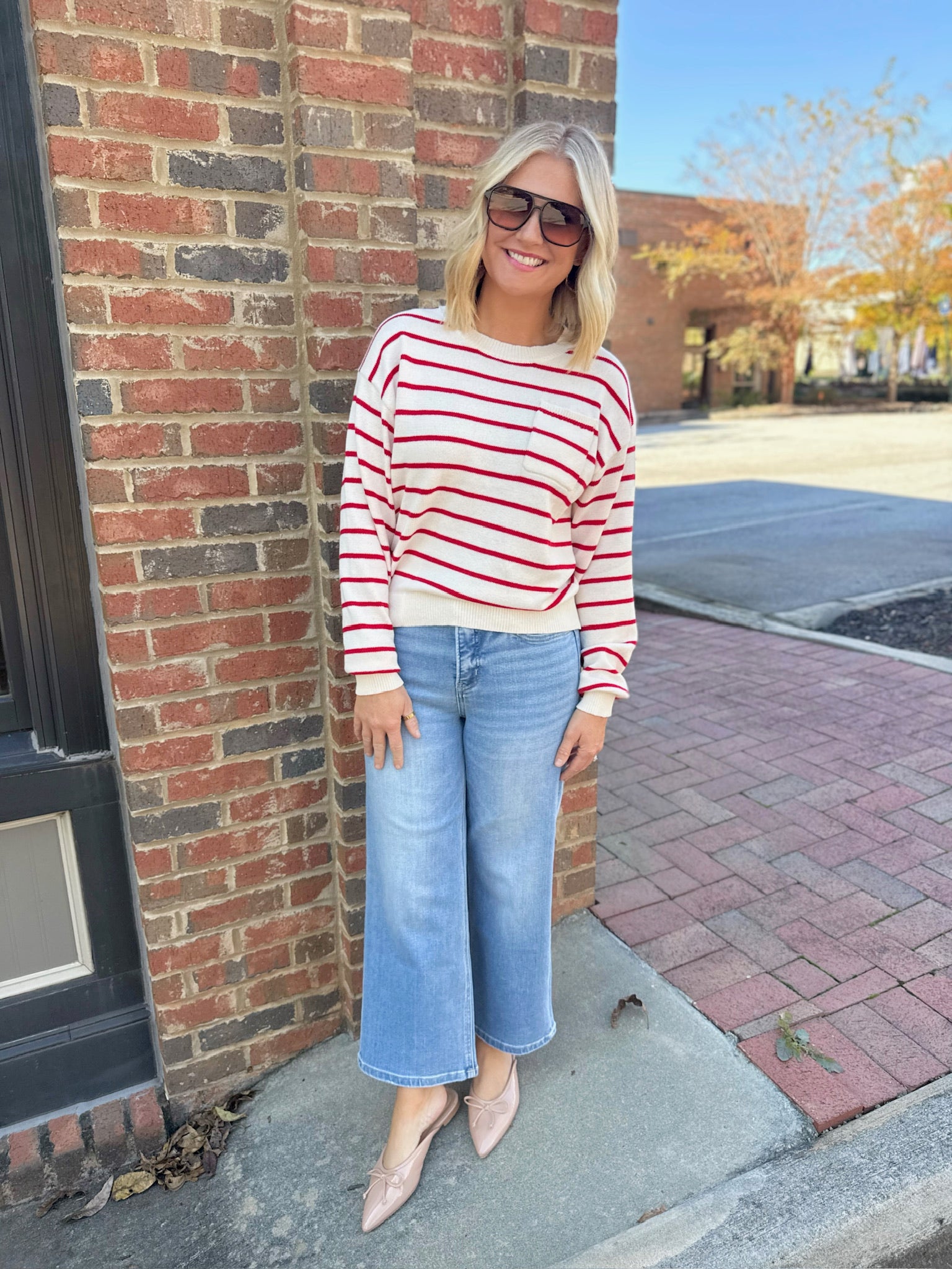 We Sure Love Stripes Knit Sweater In Red