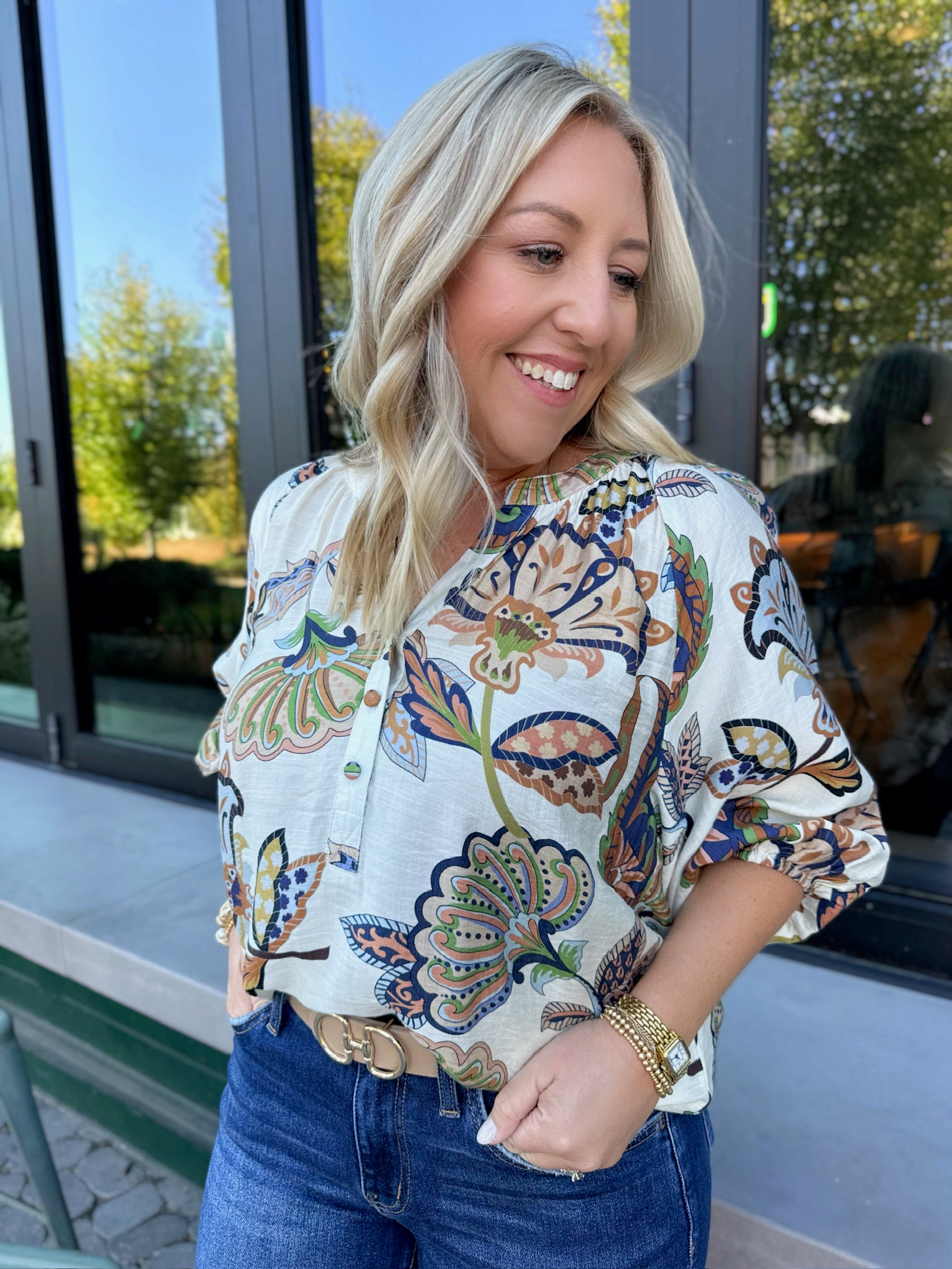 Don’t Quit Abstract Print Blouse