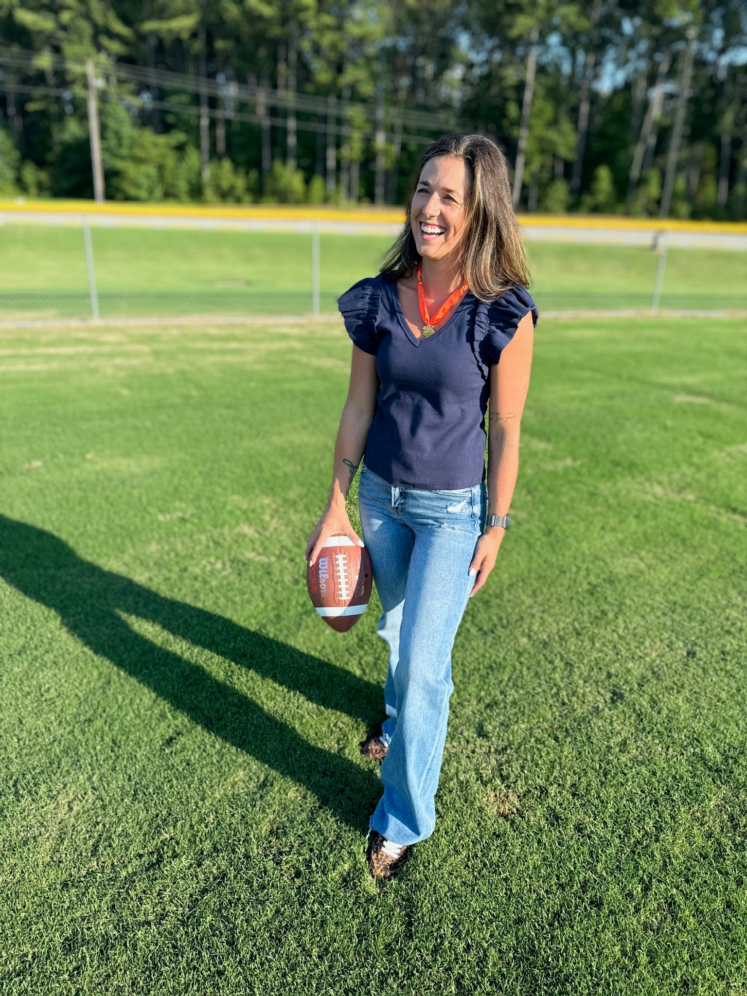 Today is Winning V-neck Ribbed Top with Flutter Sleeves