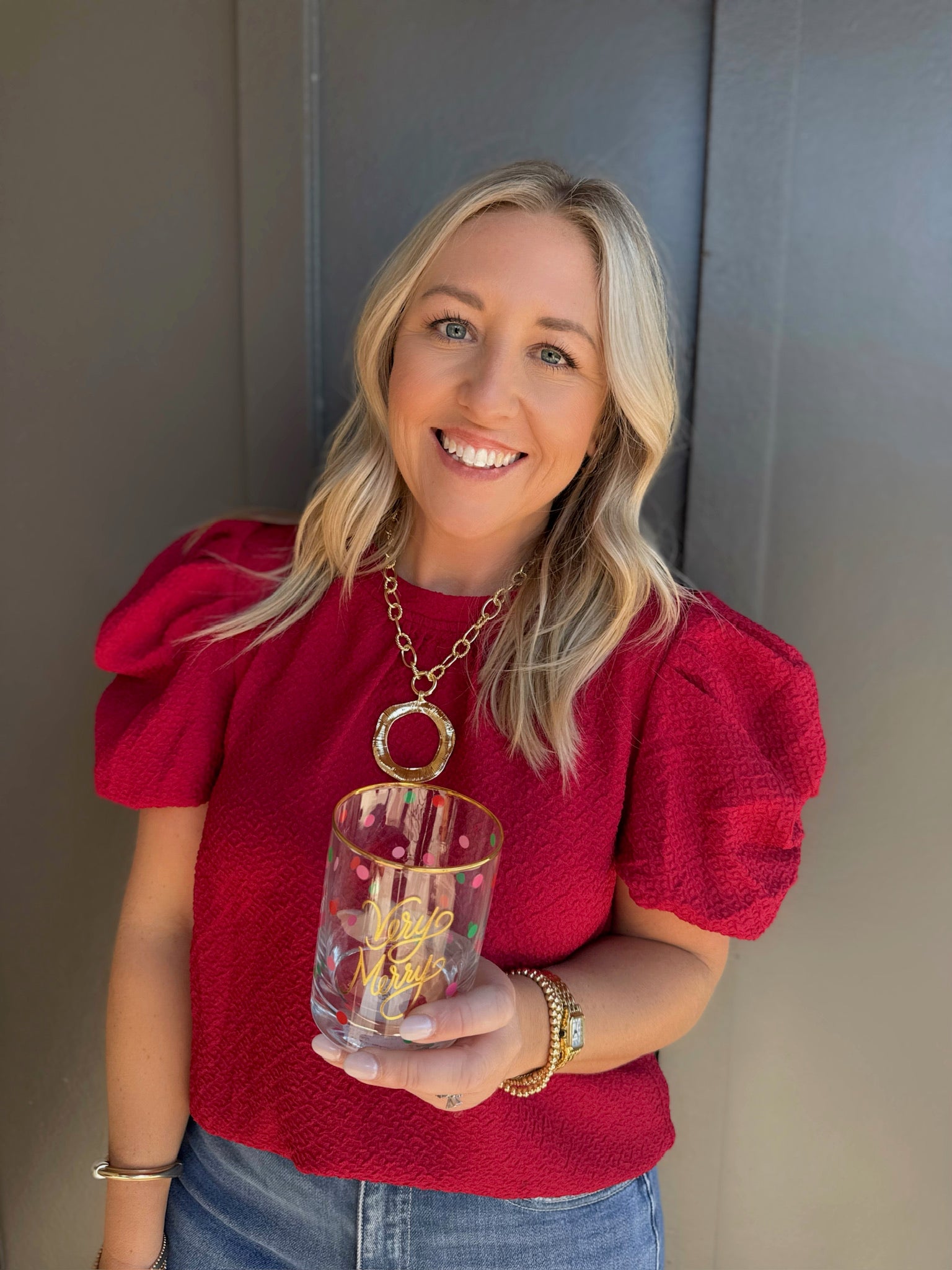 Things That Matter Ruched Puff Sleeve Top