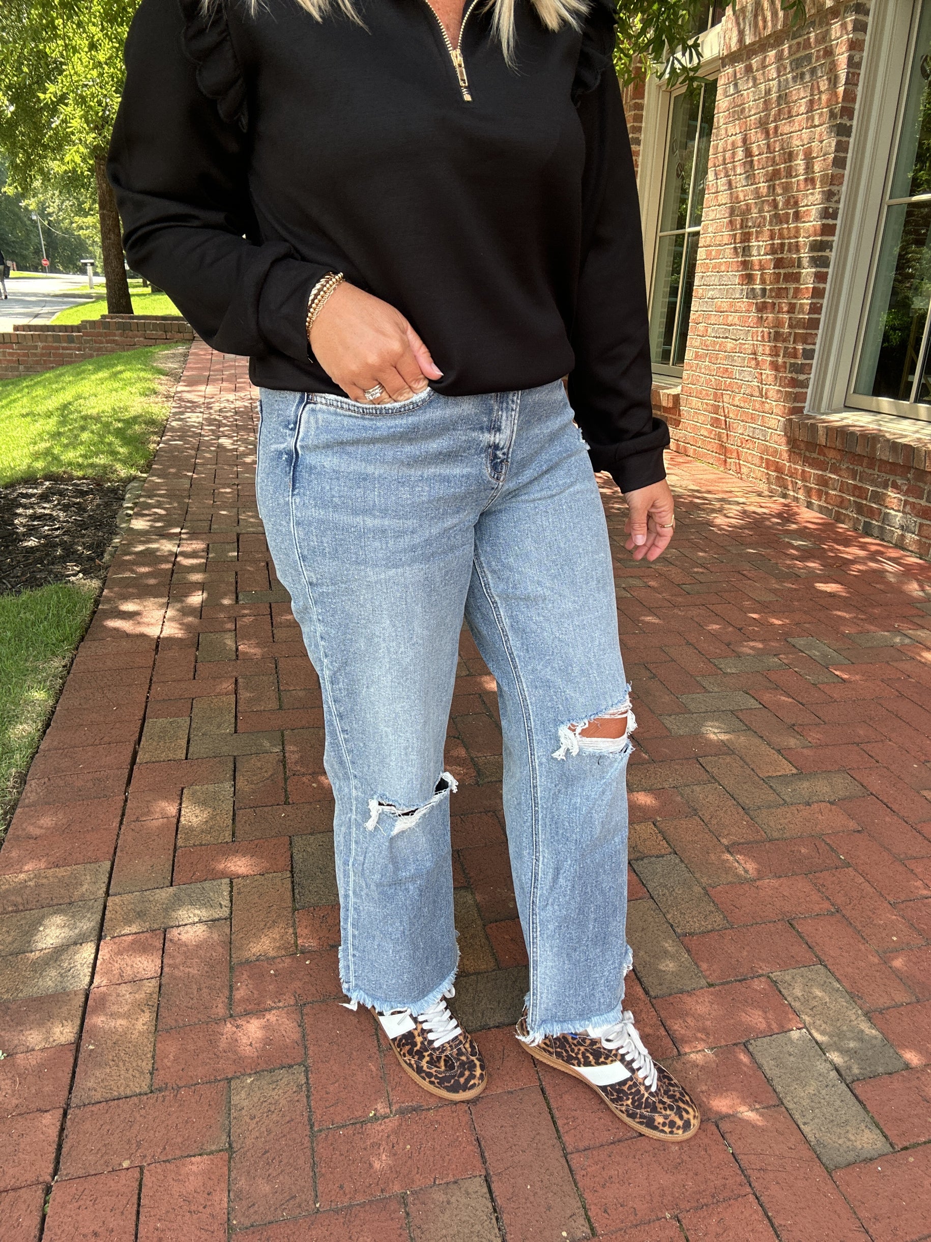 Punctual High Rise Crop Slim Wide Leg Jeans
