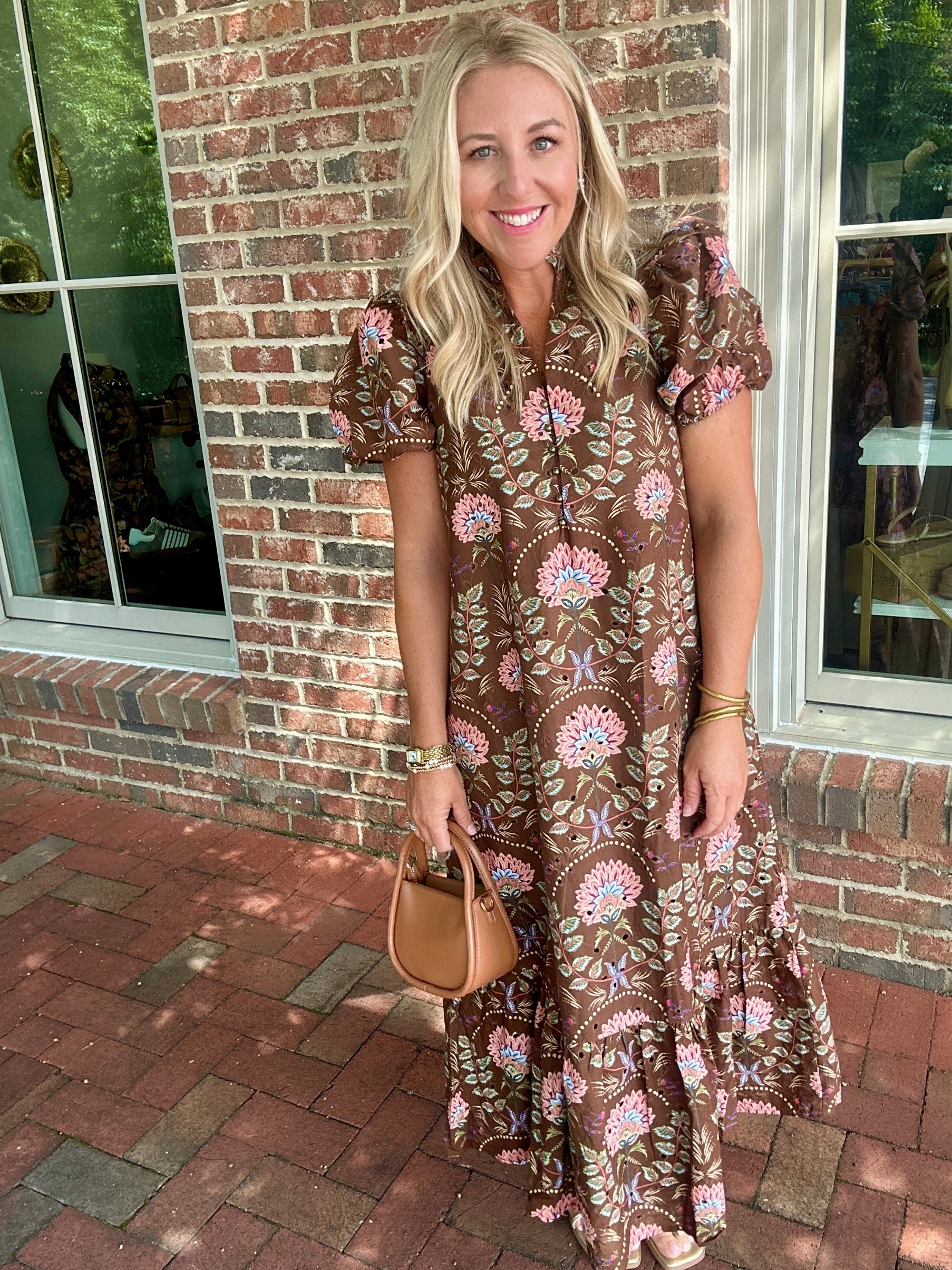 Magnolia Floral Eyelet Midi Dress