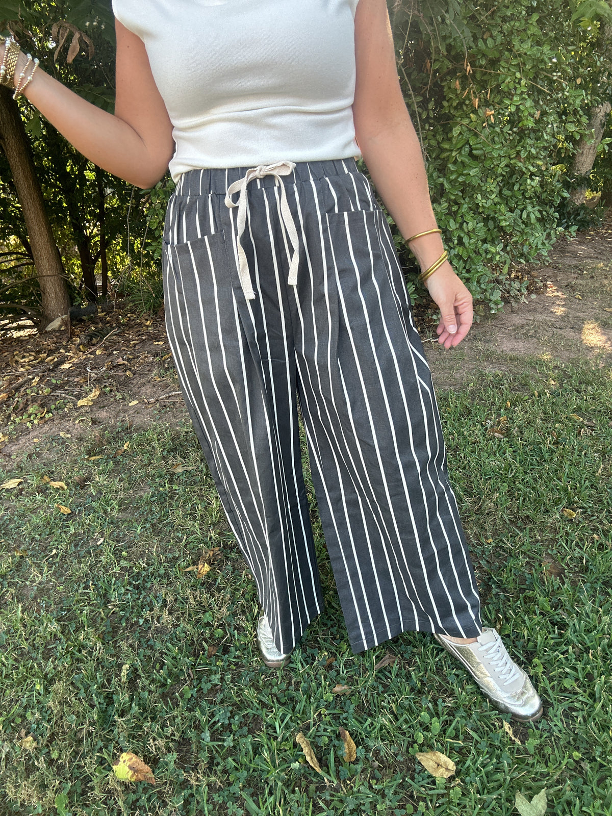 Easy Does It Striped Pants with Elastic Waist