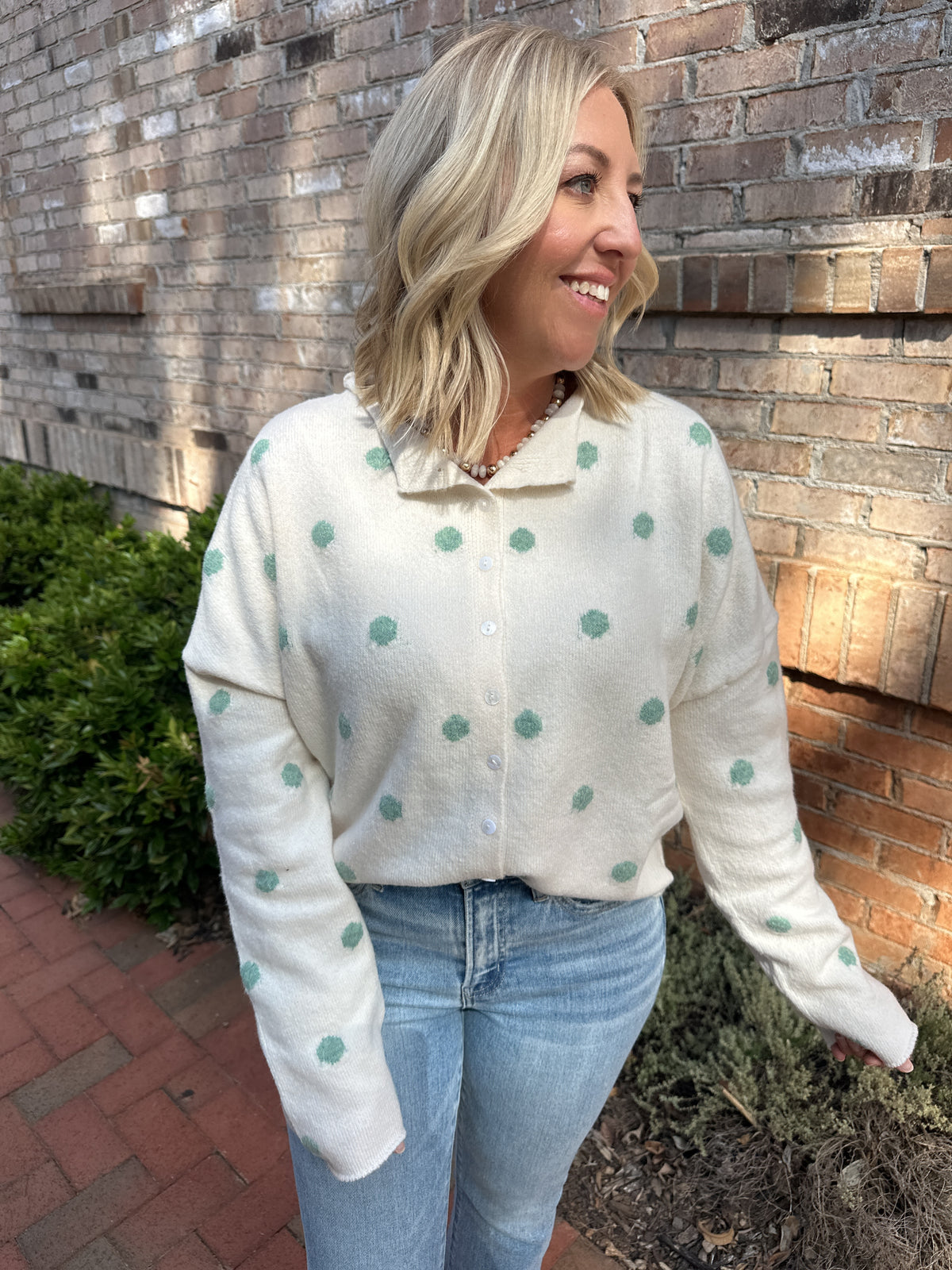 Pretty In Polka Dot Cardigan Sweater