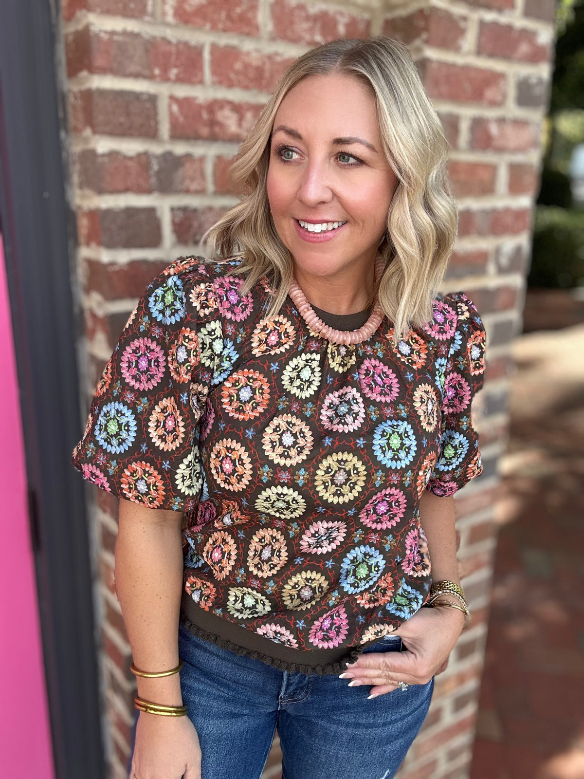 Vintage Bloom Puff Sleeve Blouse