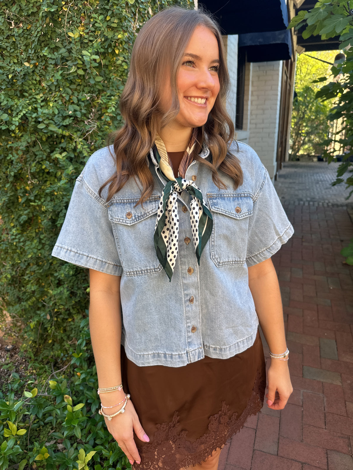 Nashville Cotton Denim Button-Up Top