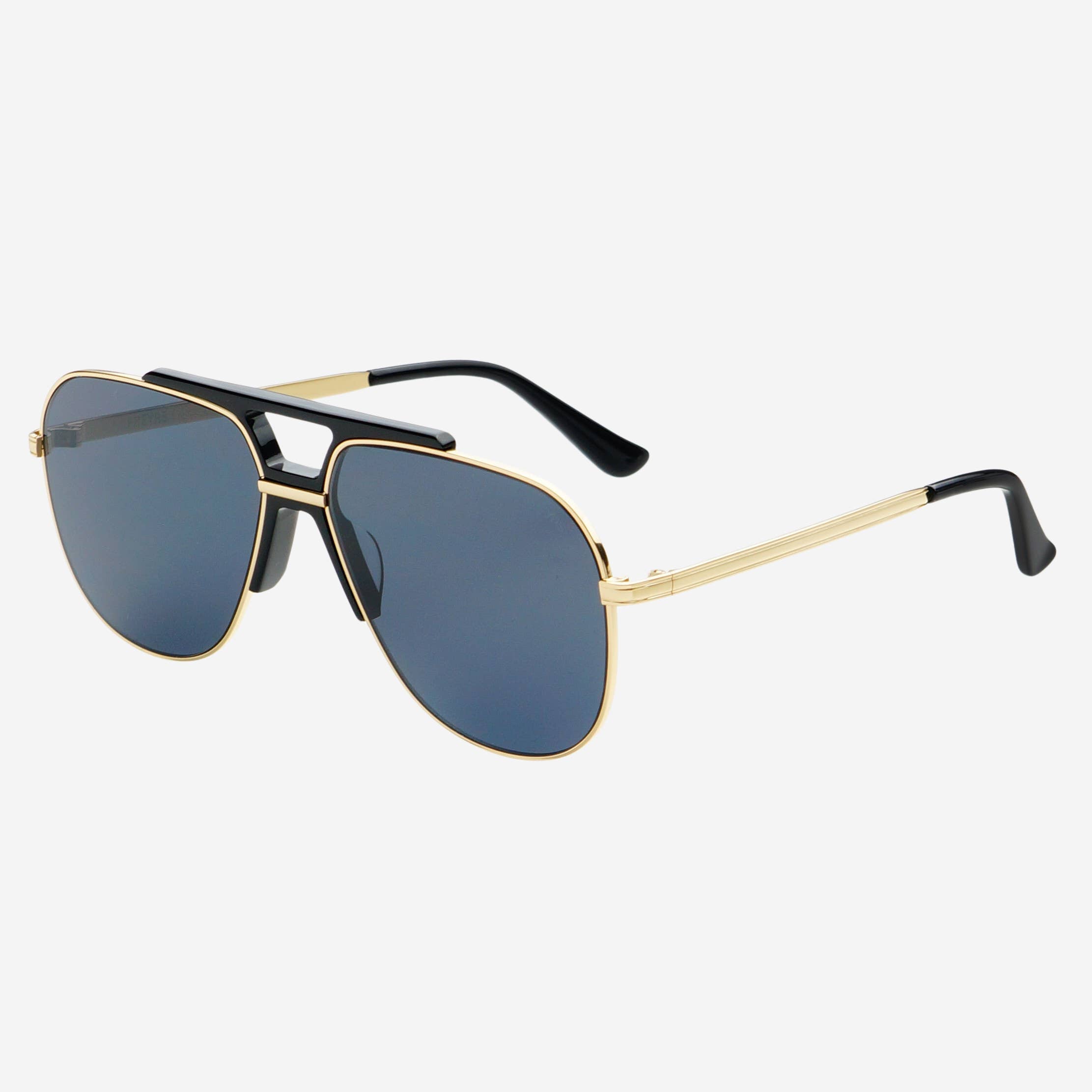 Logan Acetate Aviator Sunglasses- Black / Gray