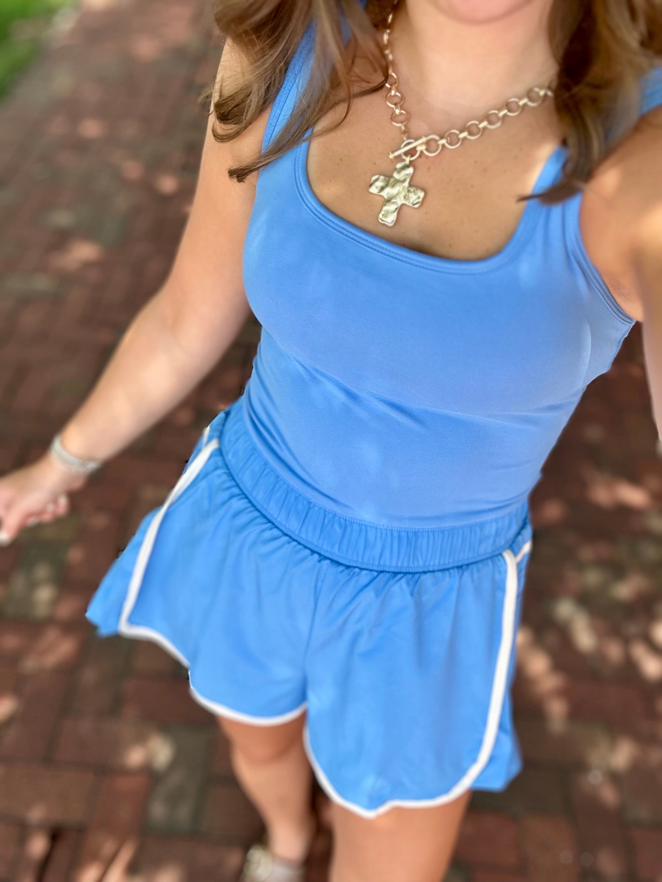 Just Go With It Active Romper in Aqua