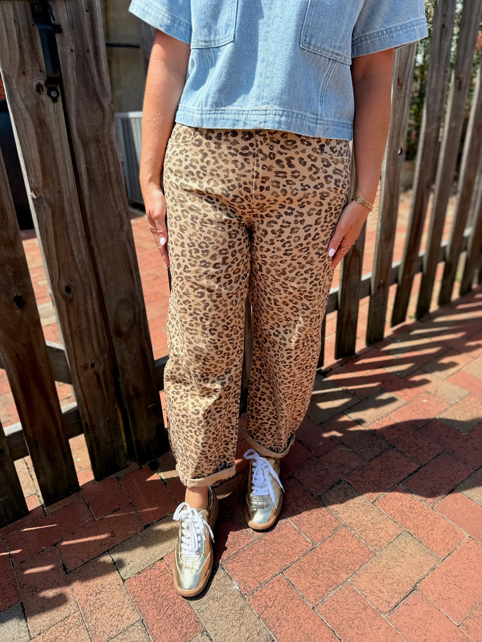 Love You Like Forever Leopard Barrel Jeans