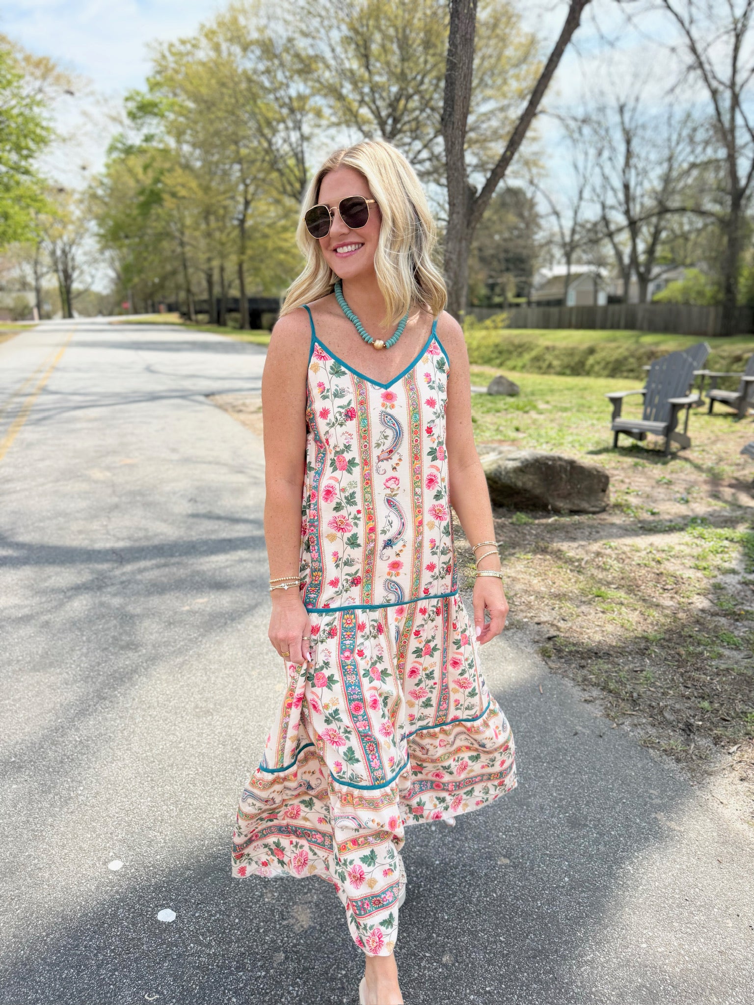 Long Summer Paisley Print Maxi Dress