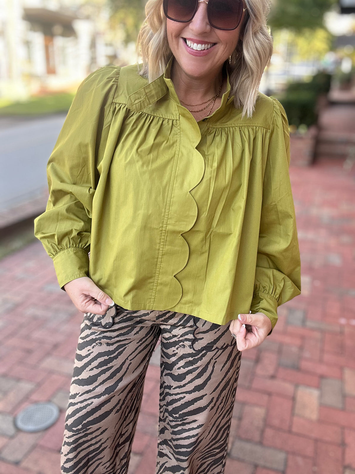 Eloise Scalloped Long Sleeve Blouse