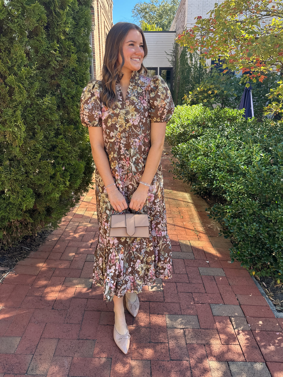 Brown Sugar Floral Eyelet Dress