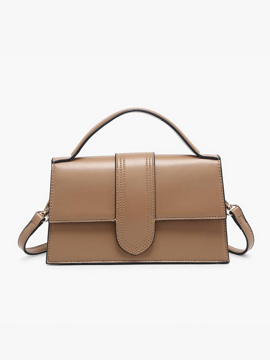 Capri Metallic Satchel – Crossbody Strap Bag: Taupe