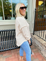 Show Up Anyway Thermal Henley Top with Bows